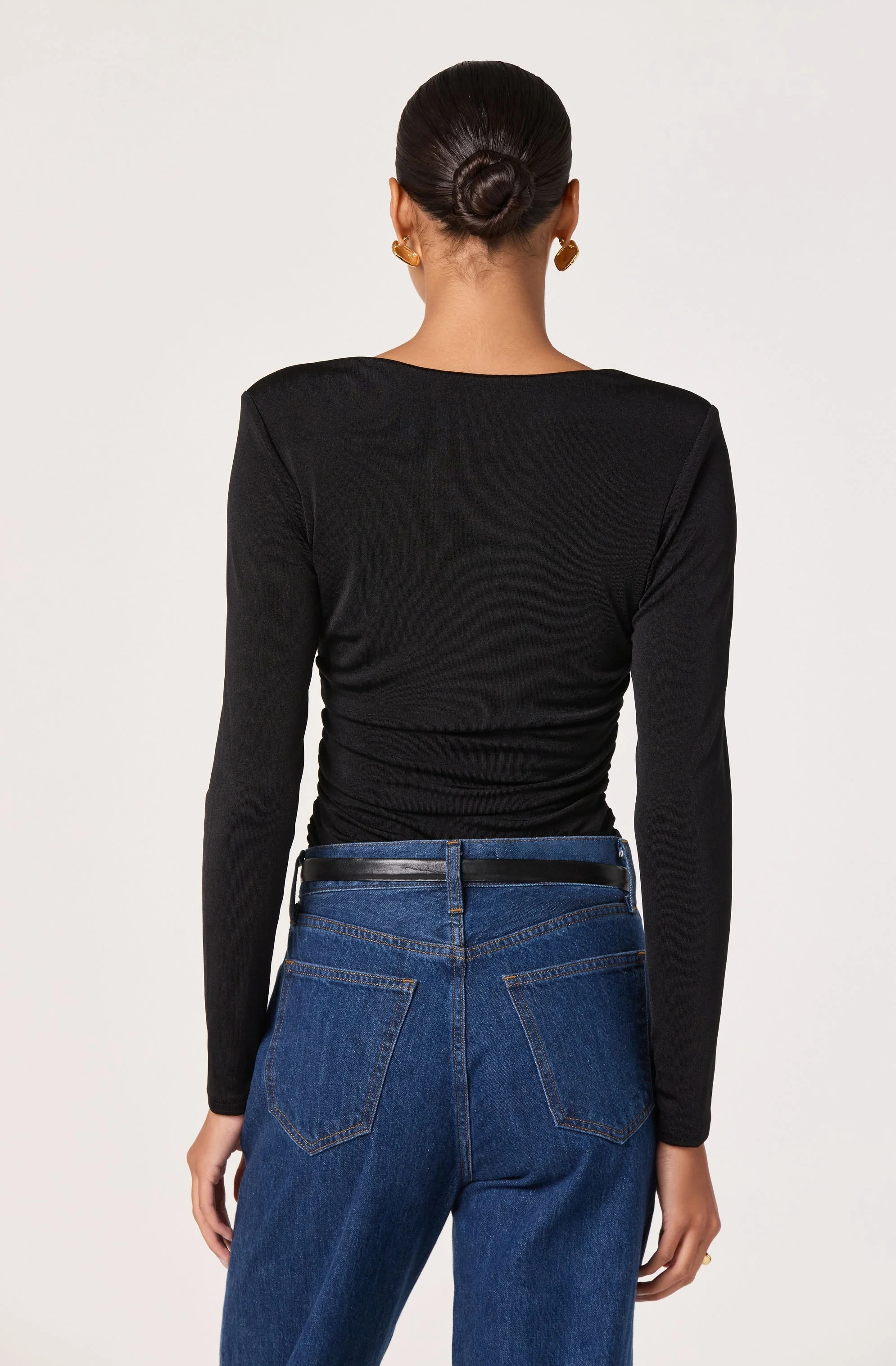 V-Neck Long Sleeve Ruched Top