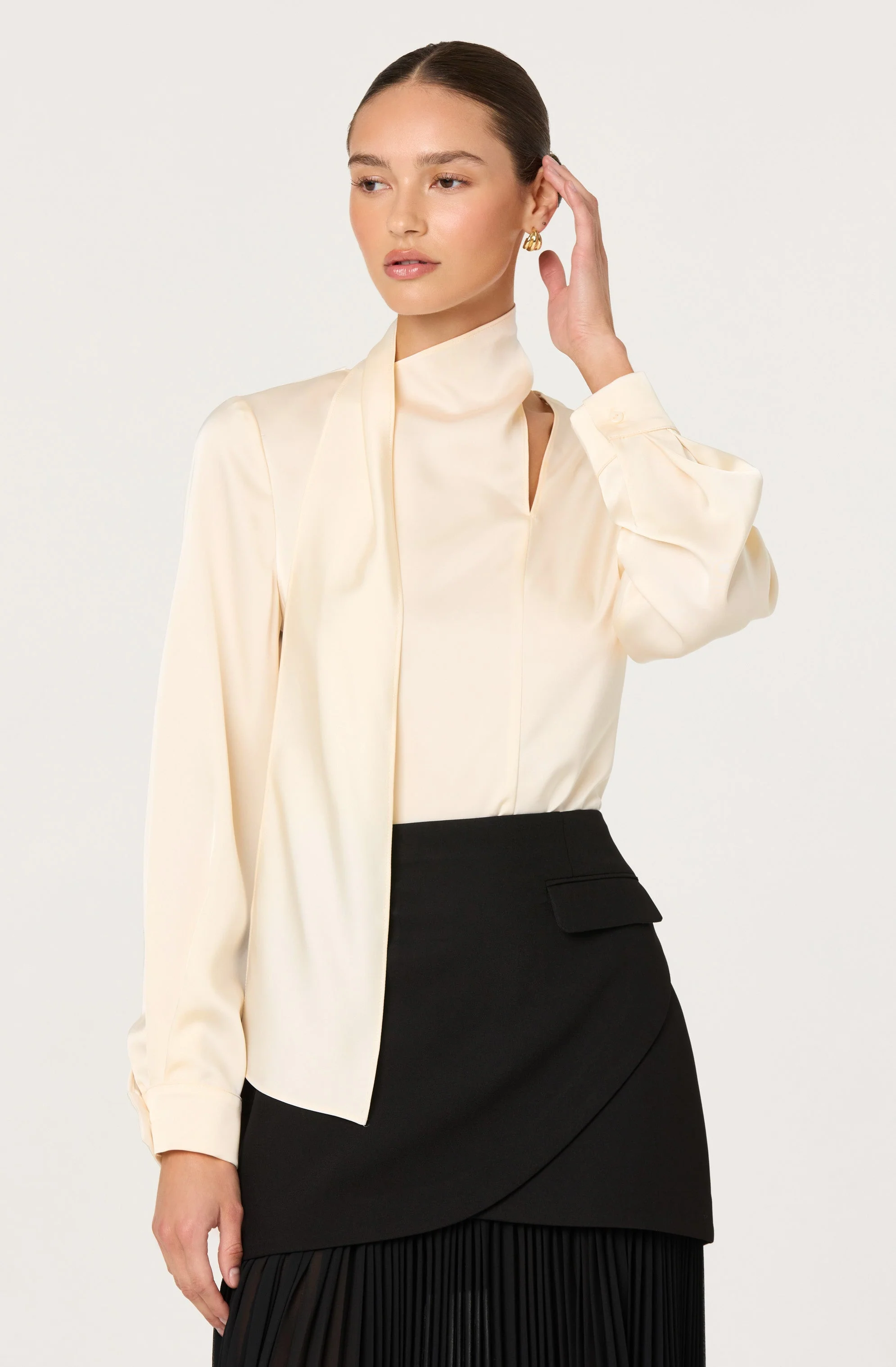 Felisita Satin Cutout Scarf Top