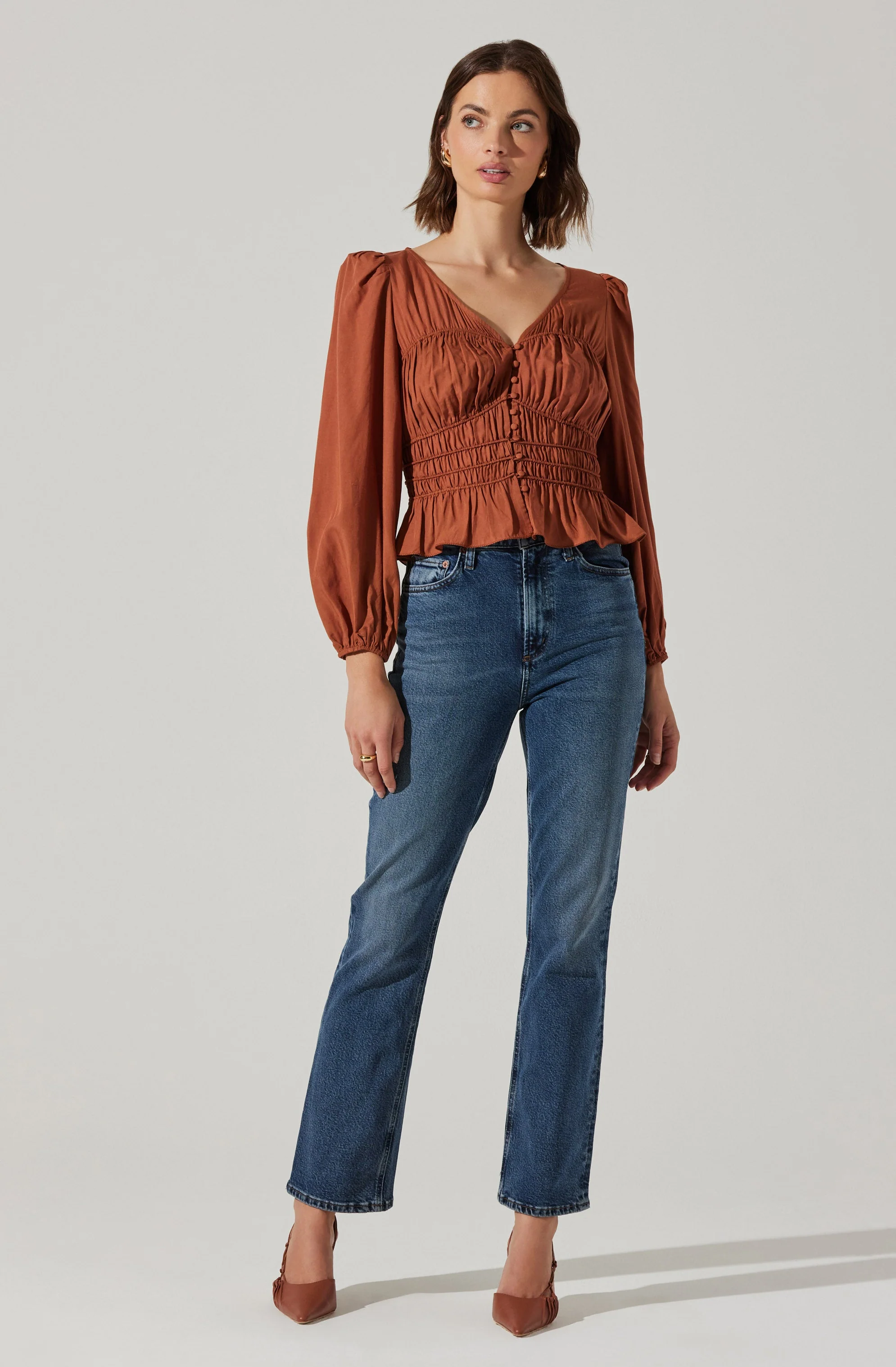 Wilette Smocked V-Neck Top