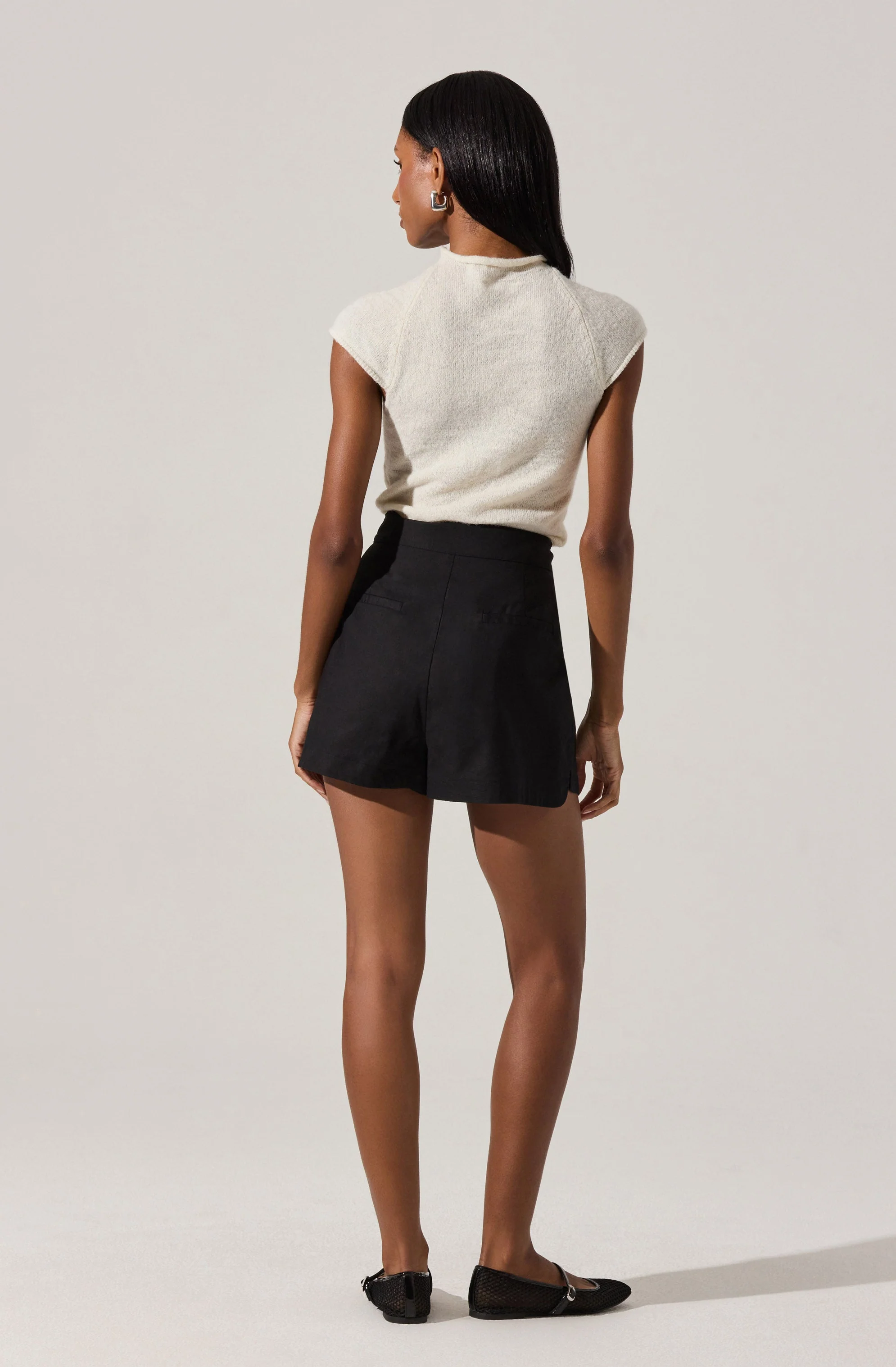 Asymmetric Linen Shorts