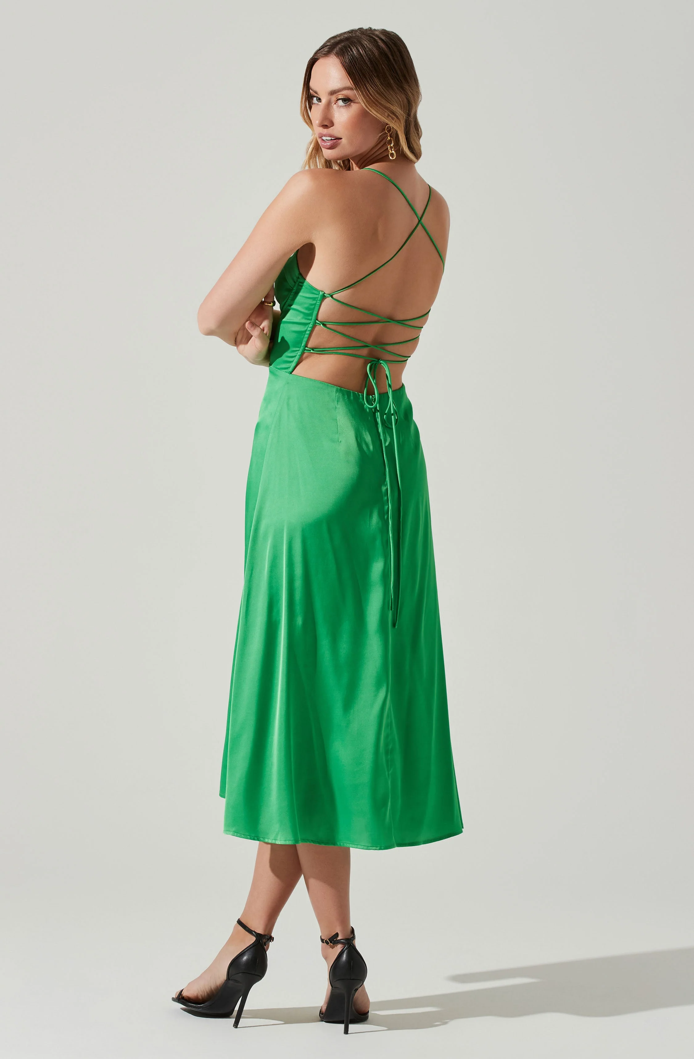 Gala Bustier Cross Strap Midi Dress