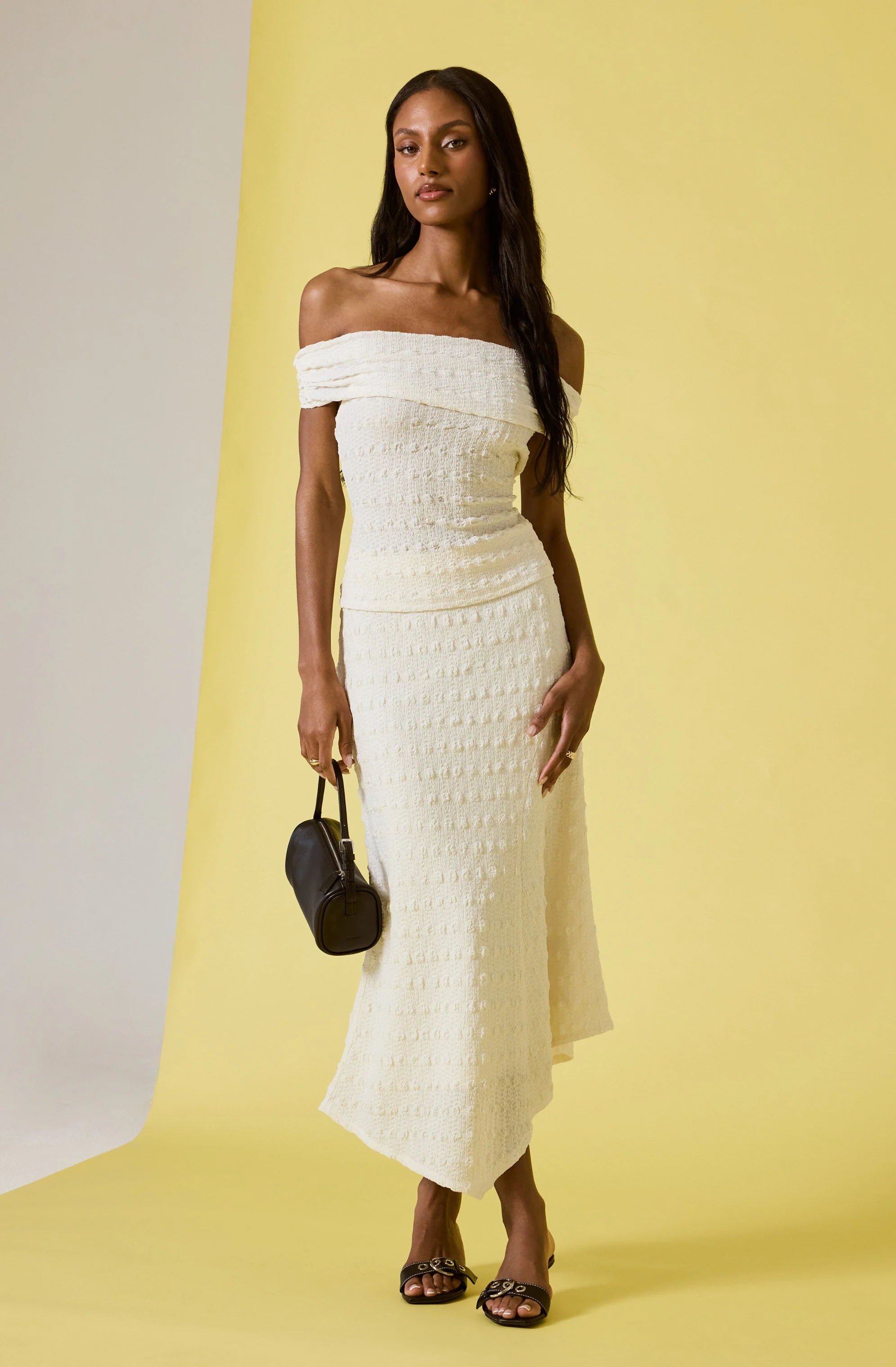 Off Shoulder Textured Knit Top