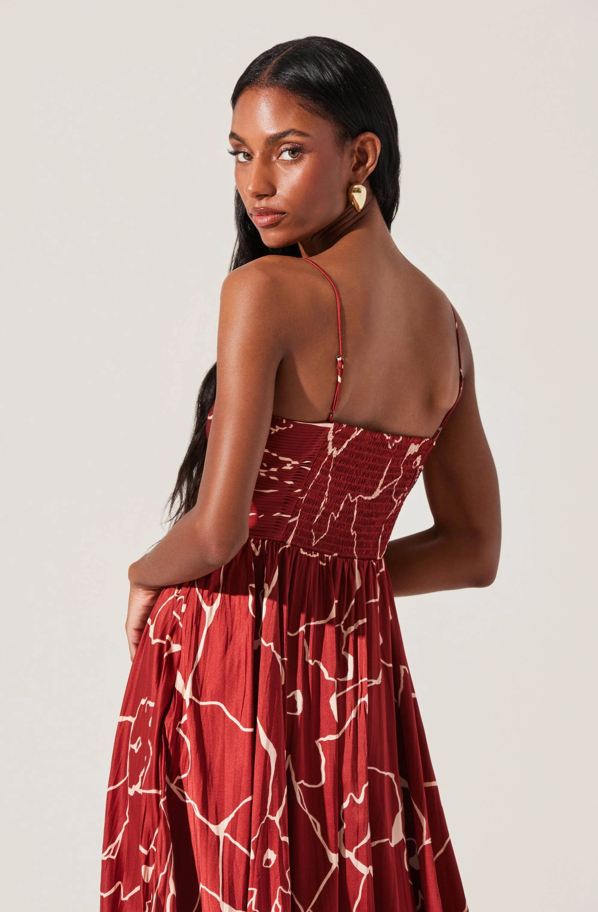 Maeve Printed Pleated Midi Dress