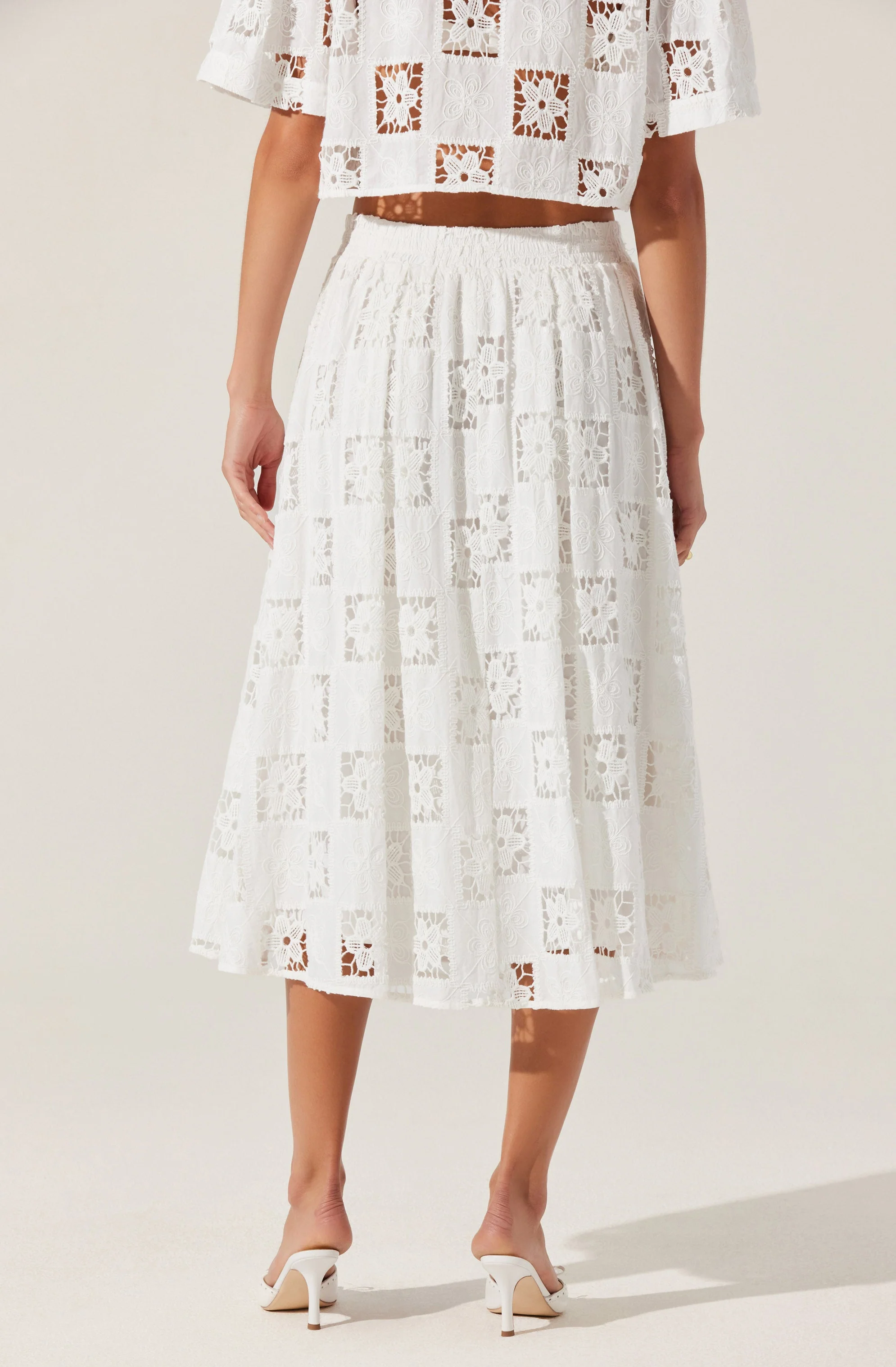 Andolina Crochet Lace Midi Skirt