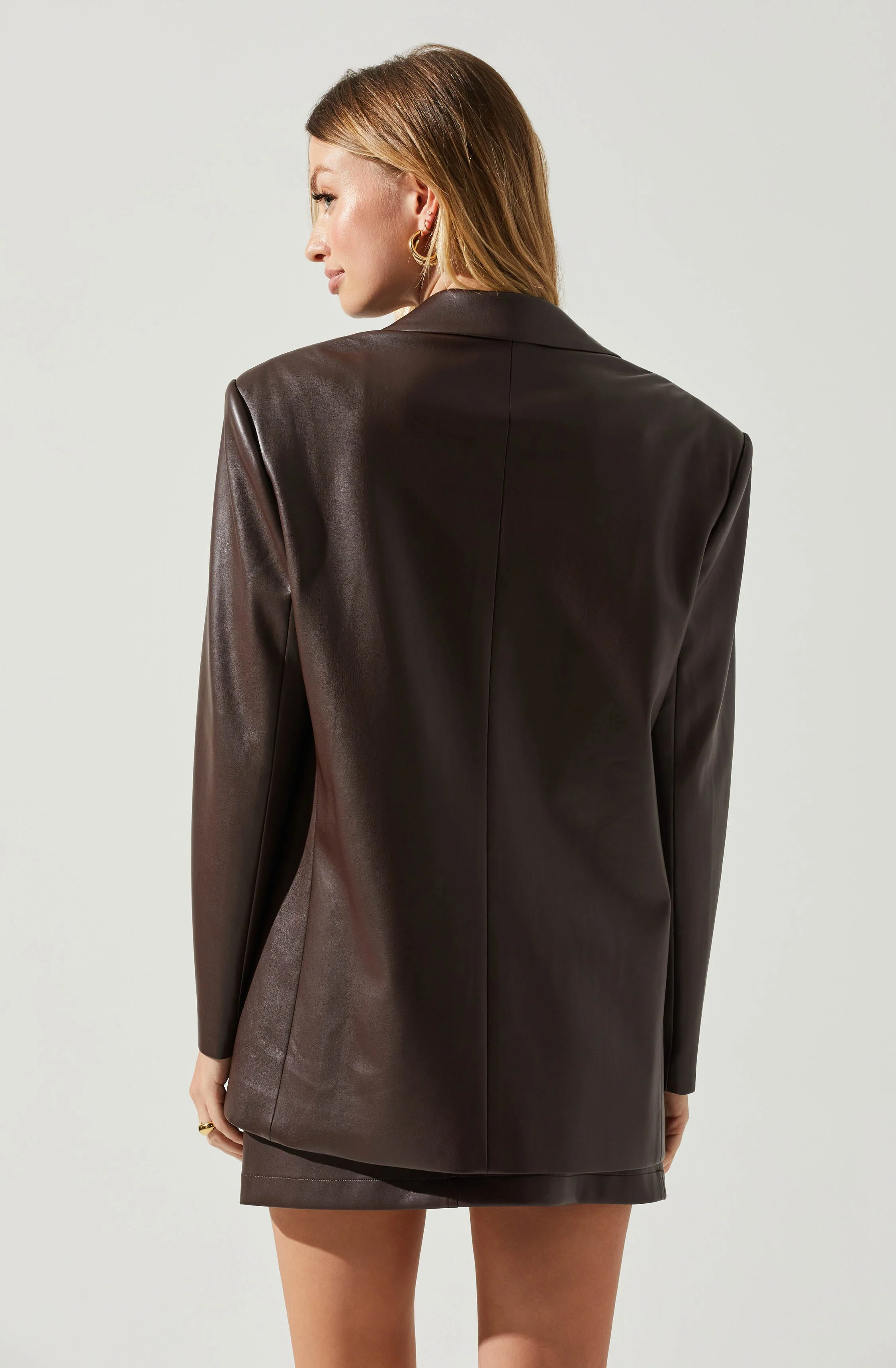 Ezra Faux Leather Oversized Blazer