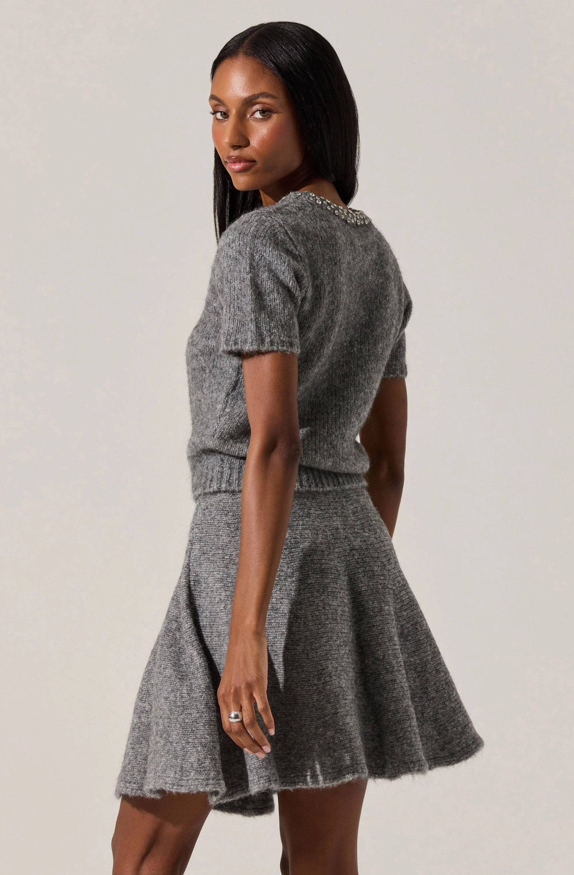 Malvie Flared Mini Sweater Skirt