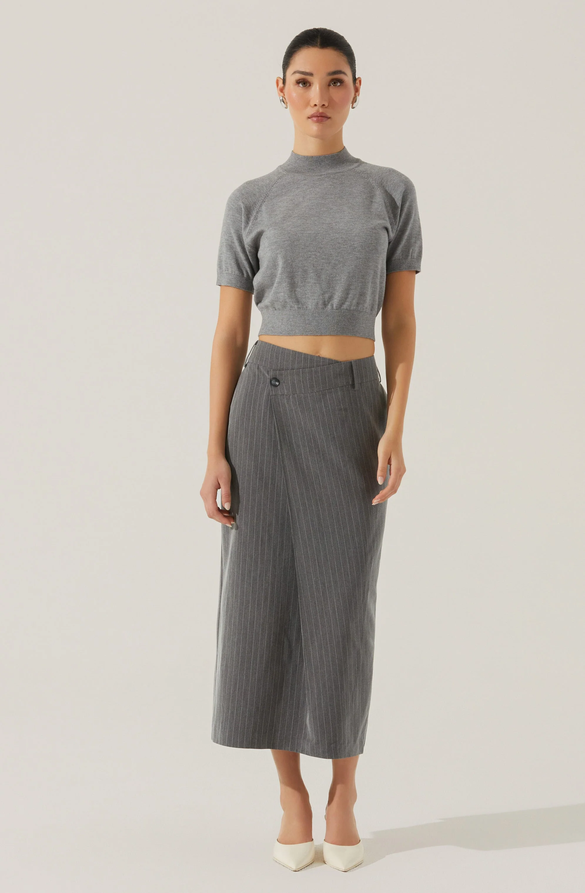 Pinstripe Asymmetrical Waist Skirt