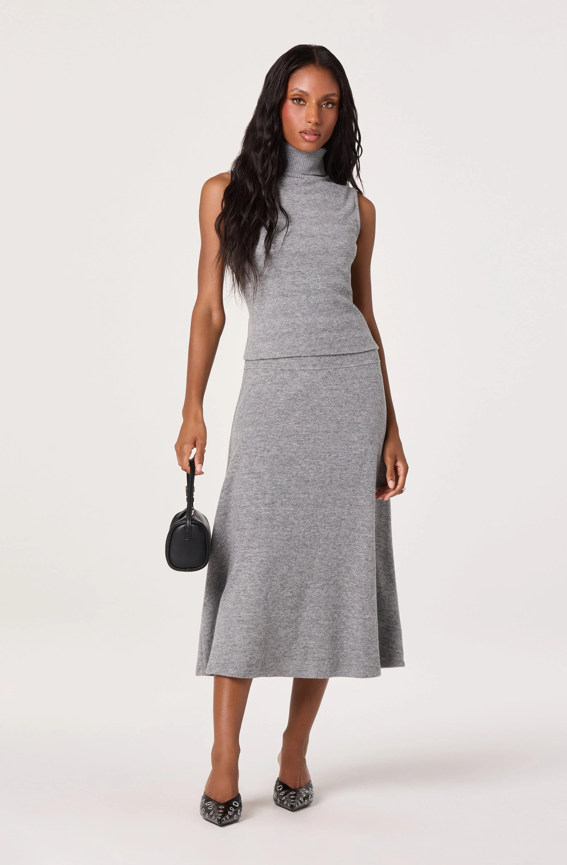 Knit A-line Midi Skirt