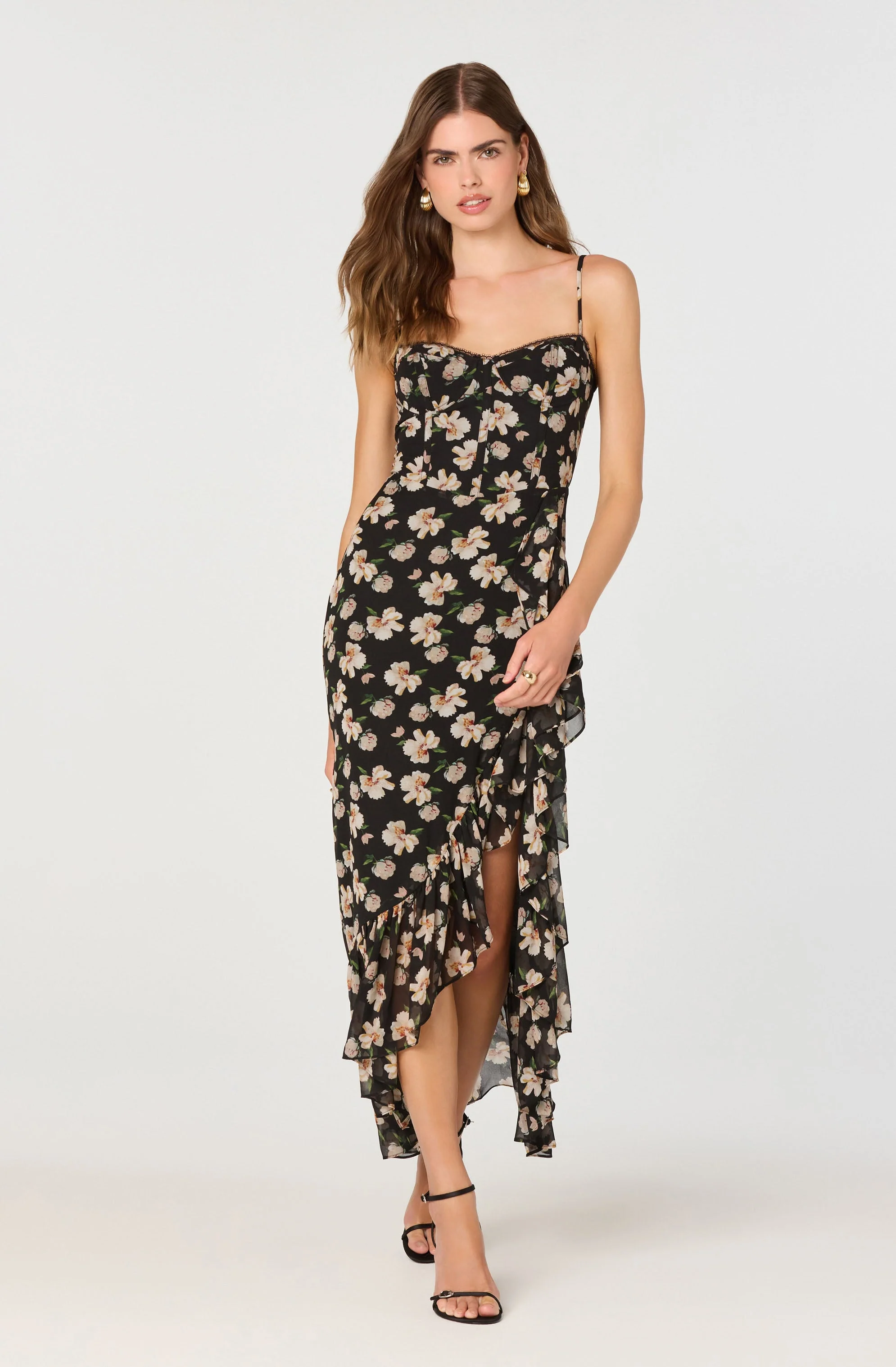 Brisbane Asymmetrical Floral Midi Dress