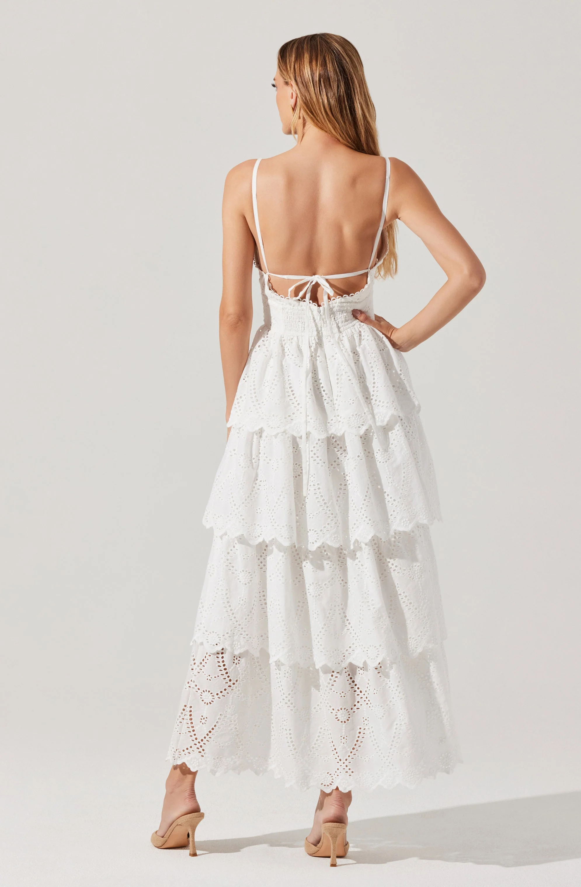 Faeryn Eyelet Tiered Maxi Dress