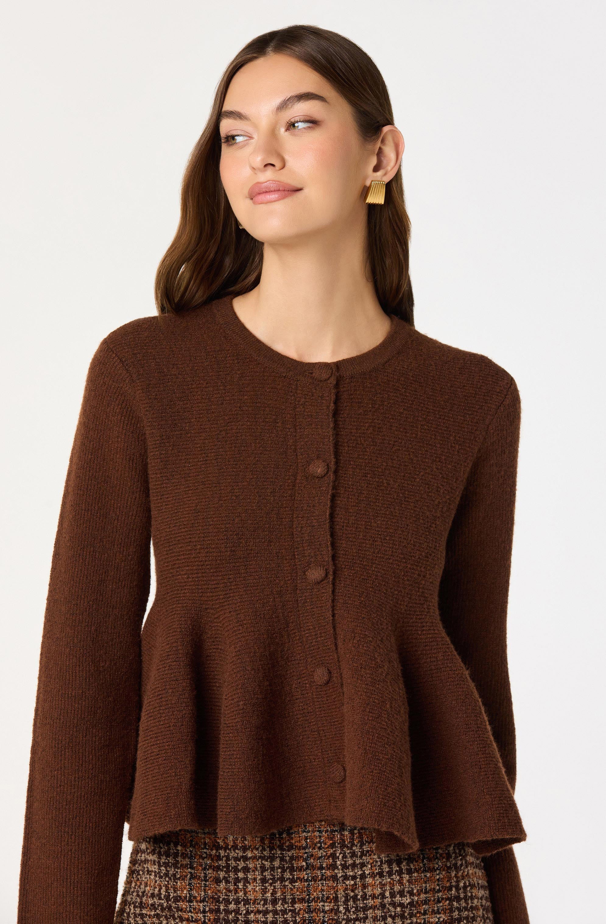 Swing Hem Peplum Cardigan