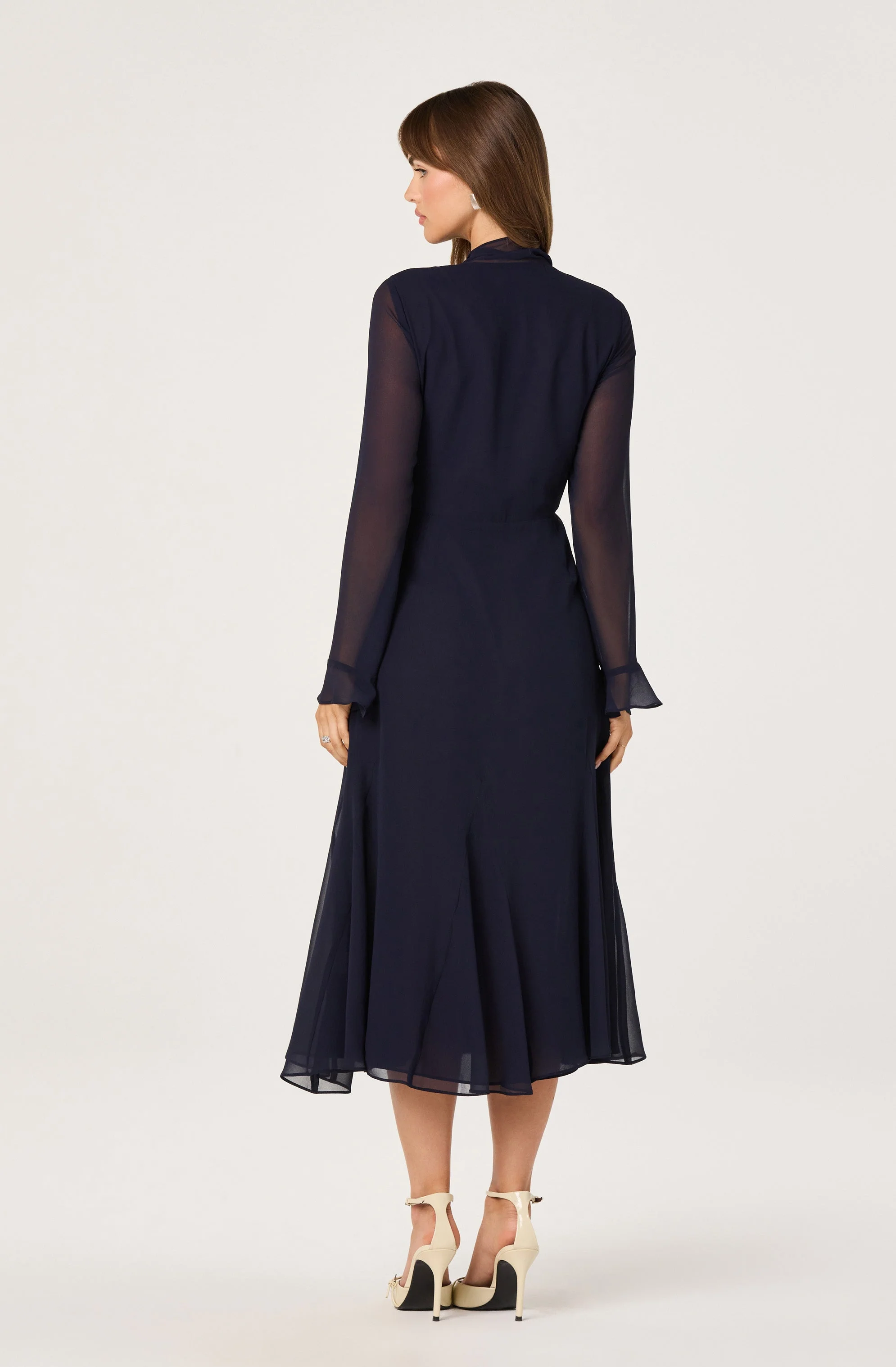 Tie Neck Midi Dress