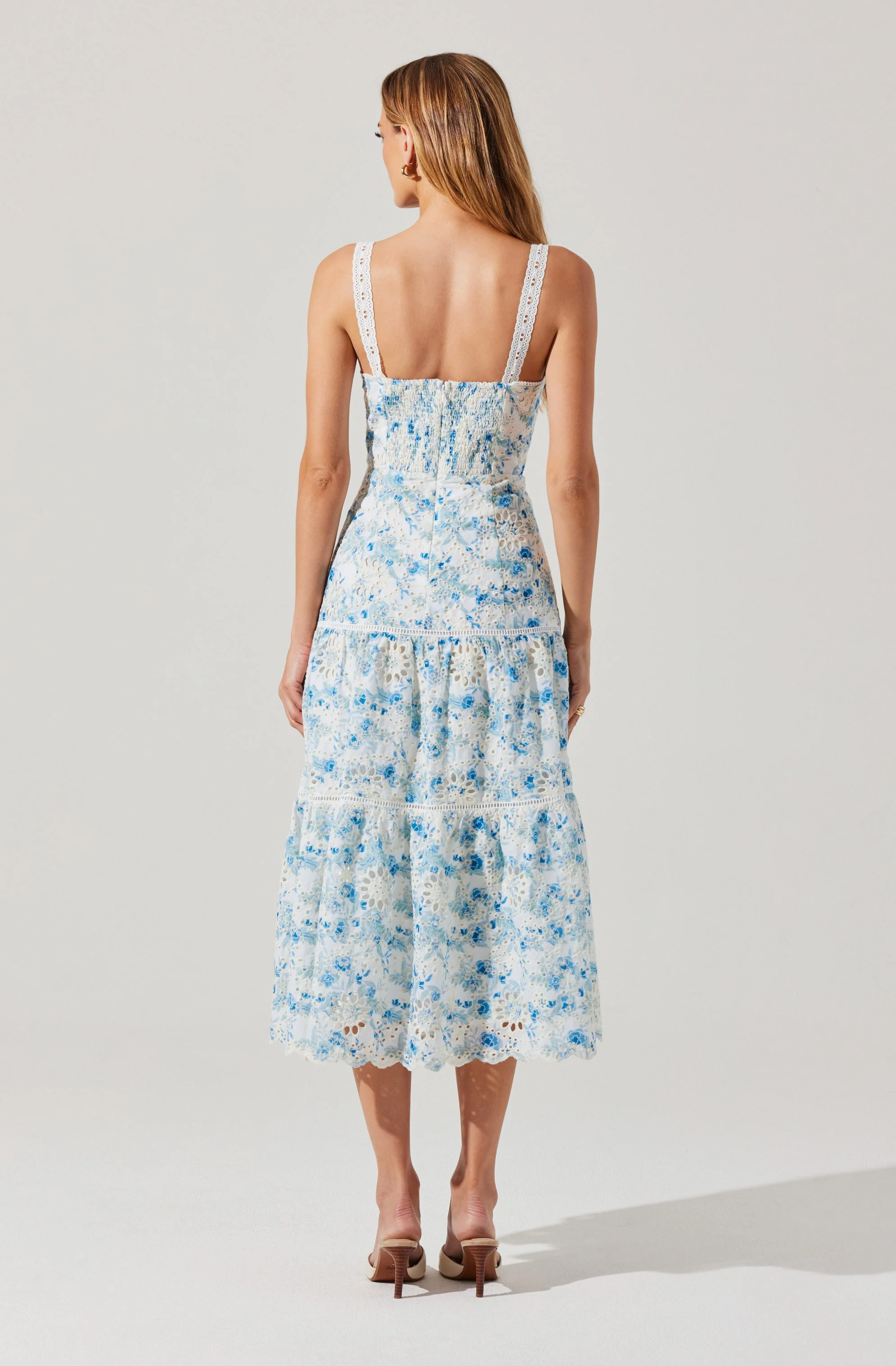 Pellagia Floral Eyelet Midi Dress