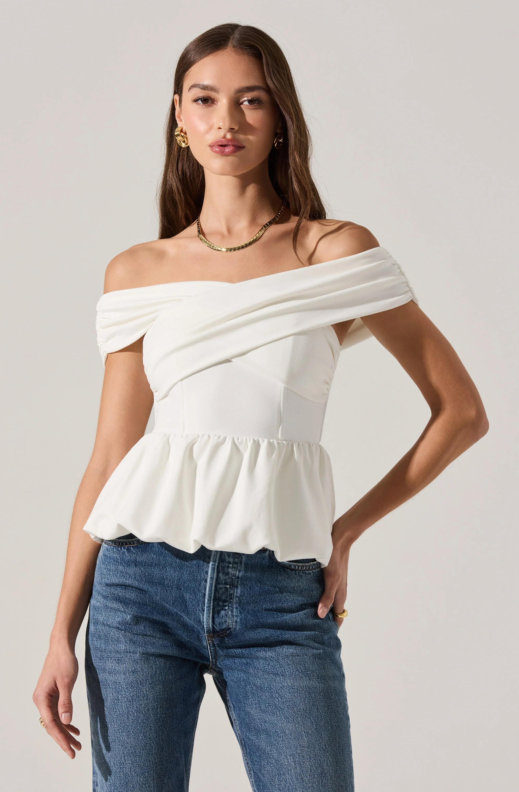 Tennille Off Shoulder Peplum Top