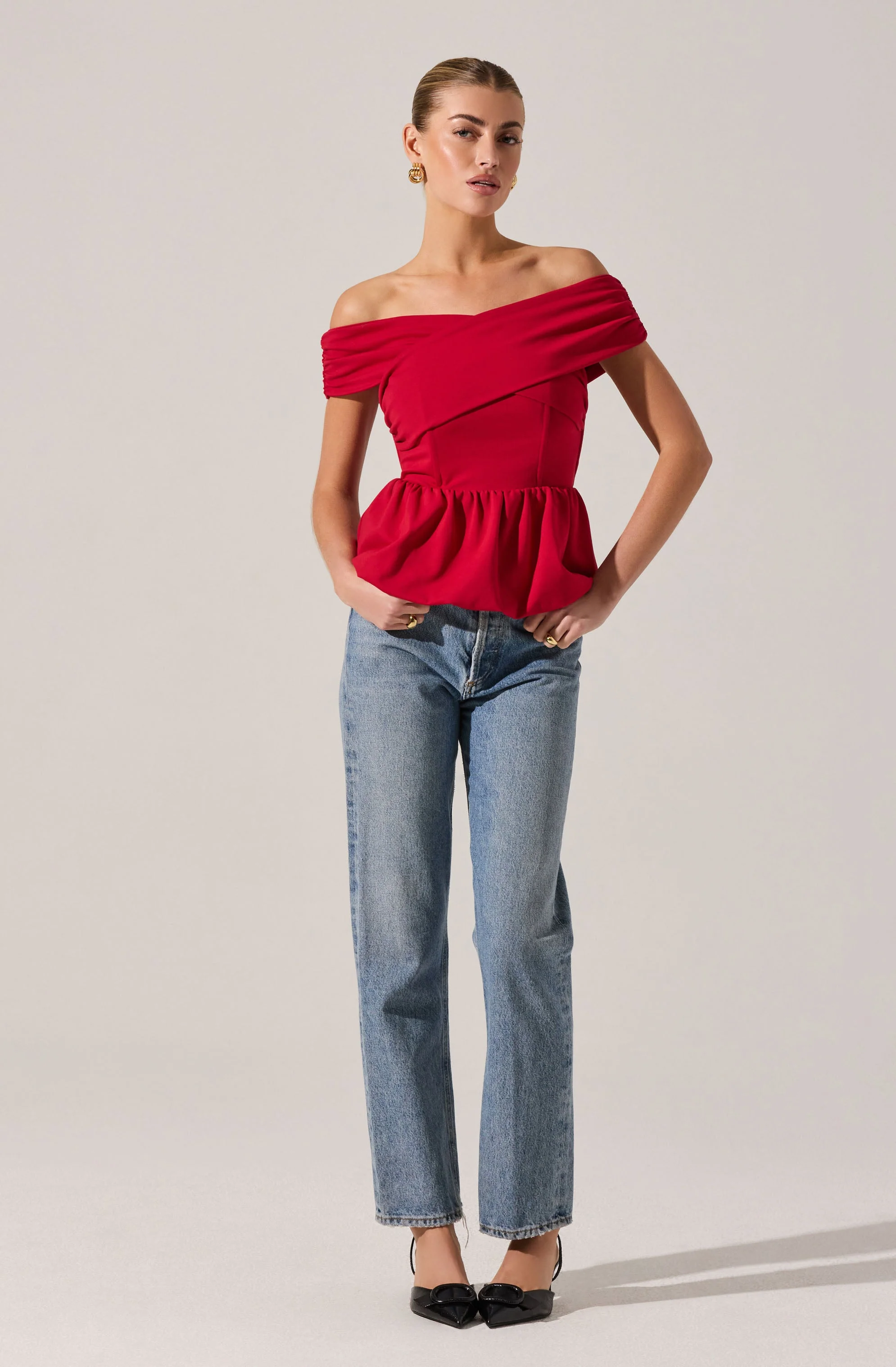 Tennille Off Shoulder Peplum Top