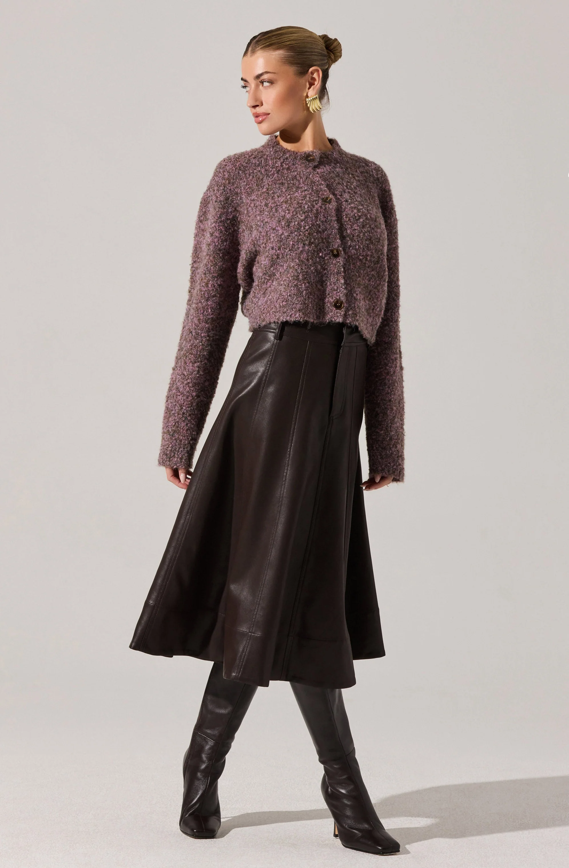 Zhuri Faxu Leather Midi Skirt