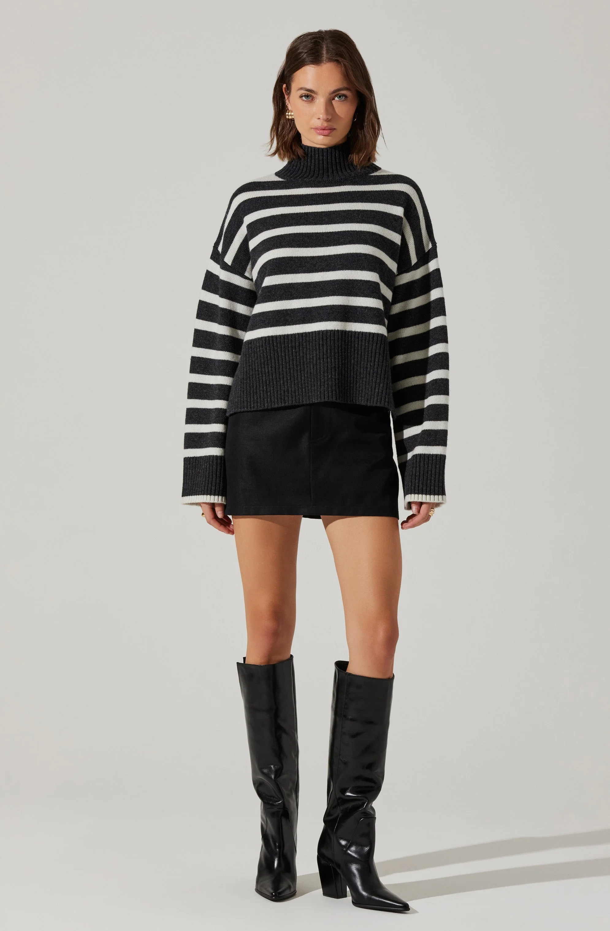 Sophea Striped Mock Neck Sweater