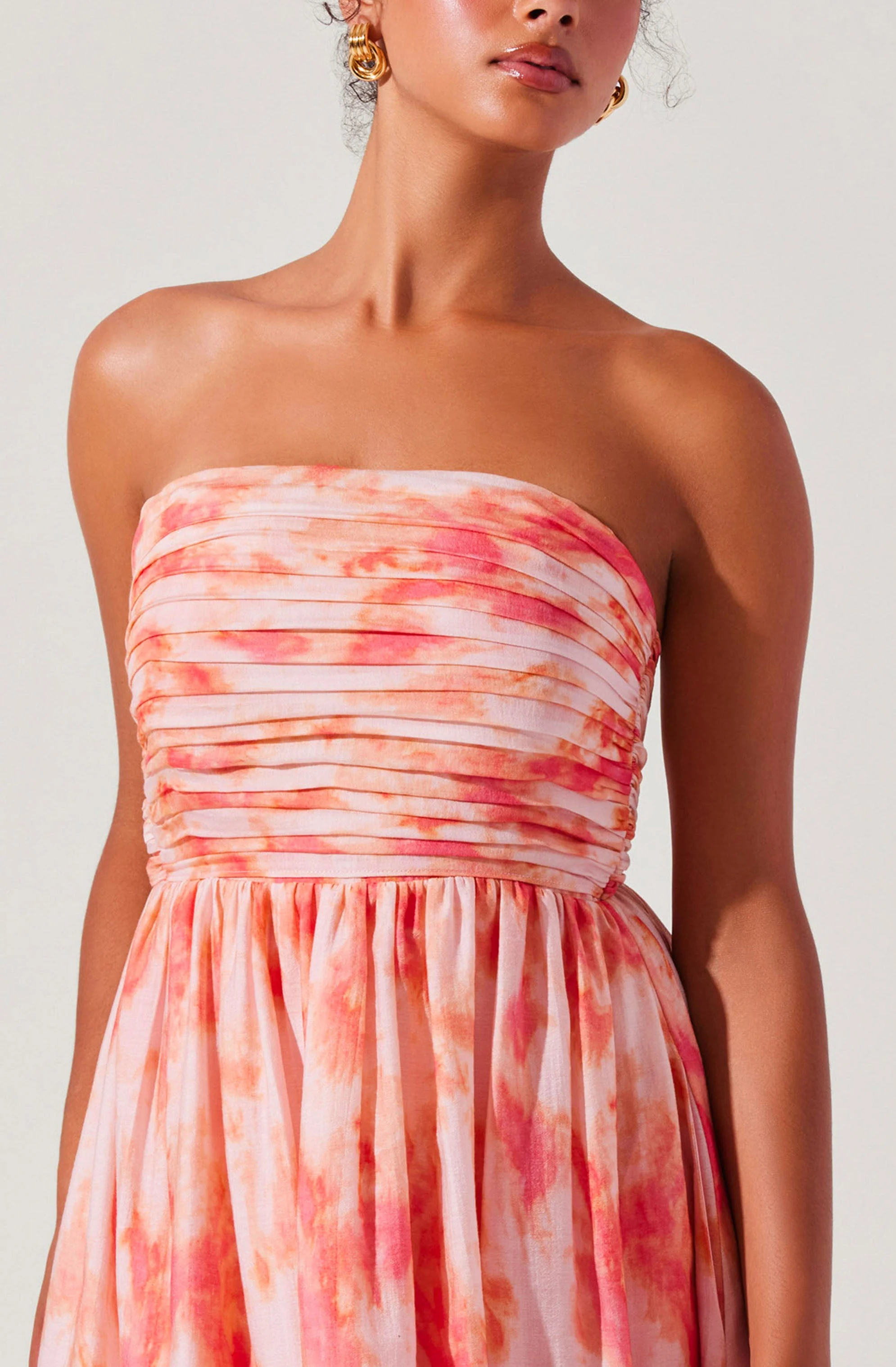 Aneesha Strapless Pleated Dress