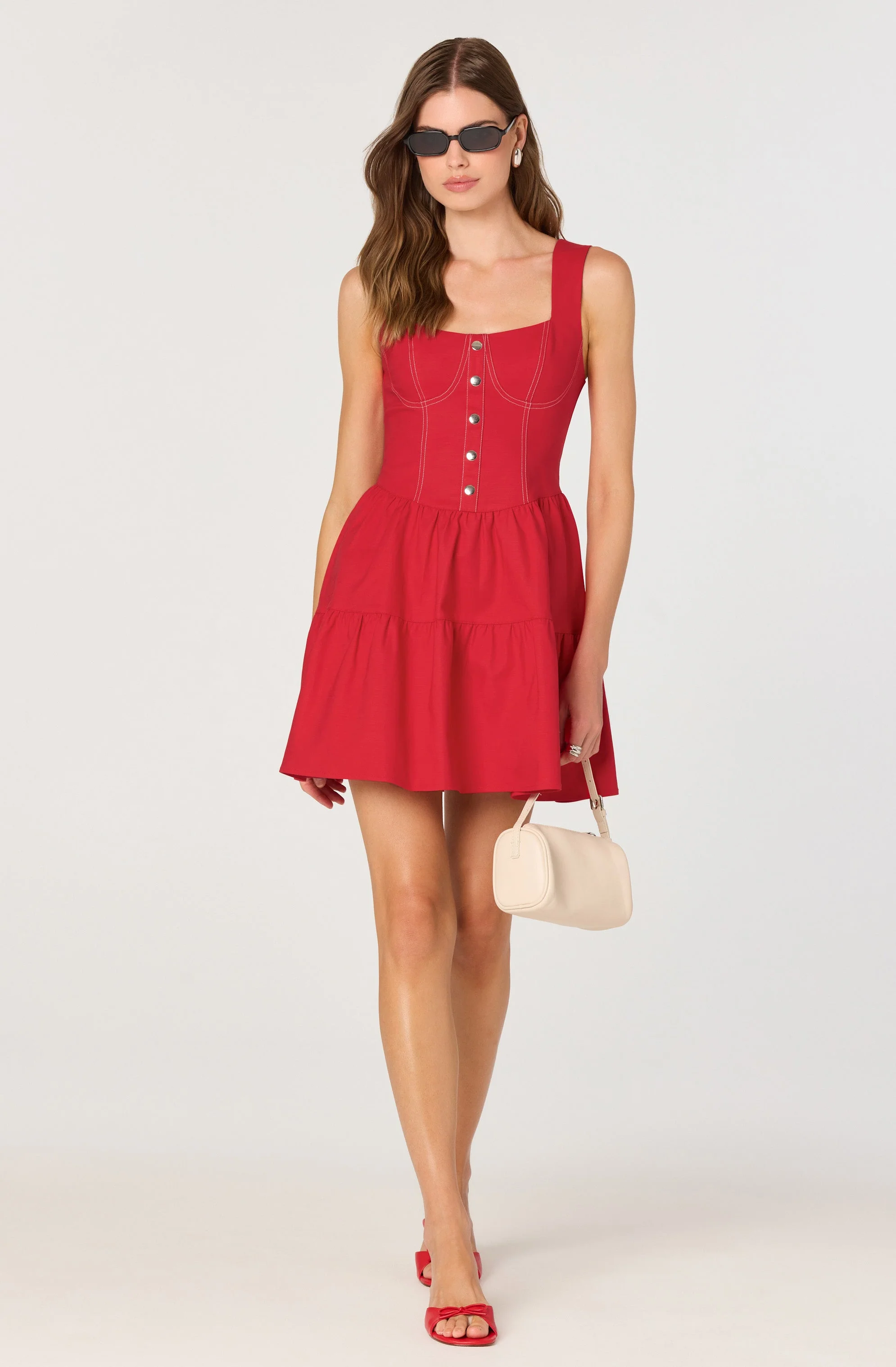 Tiered Stitch Detail Mini Dress