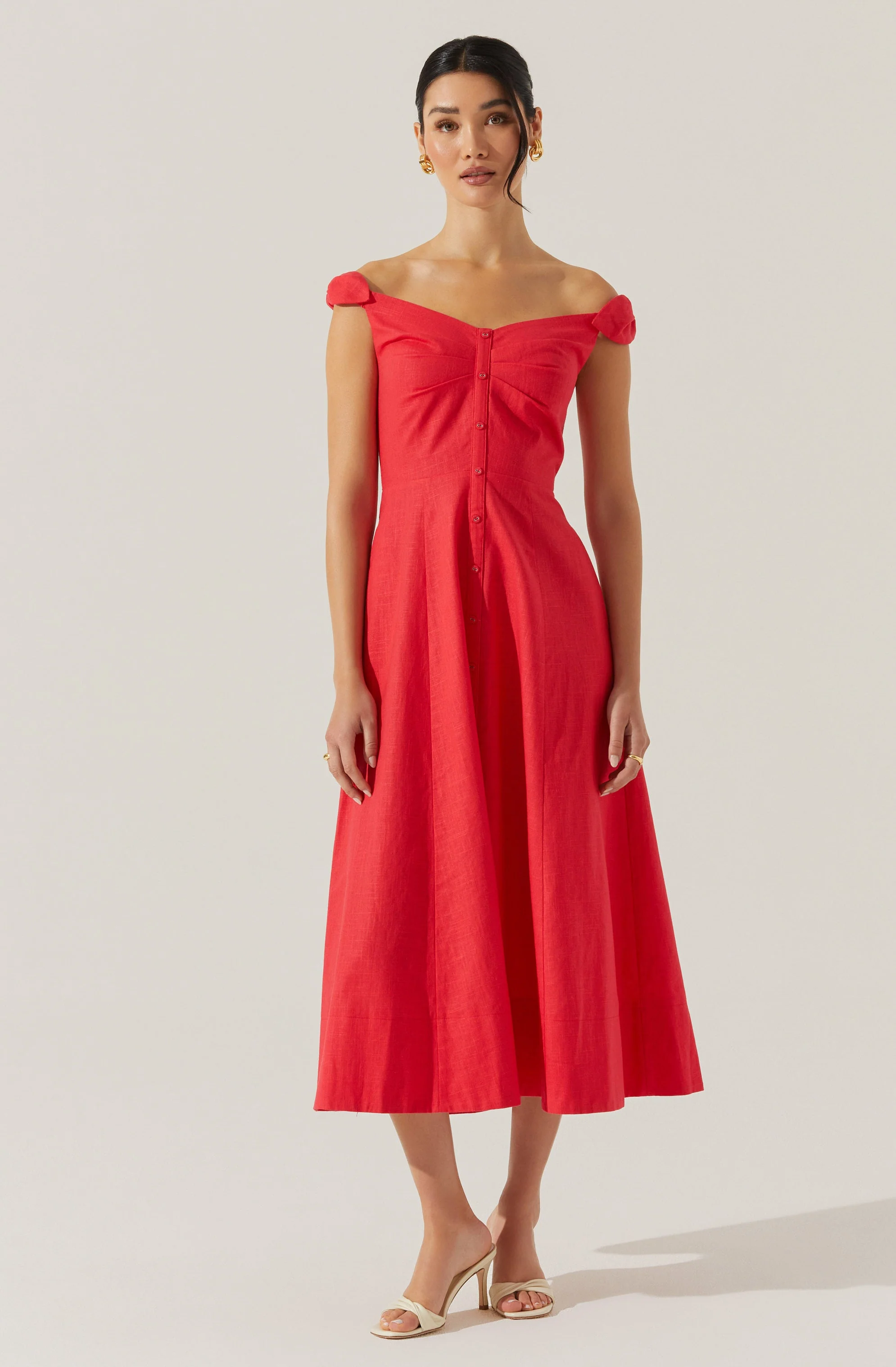 Charelin Linen Off Shoulder Dress