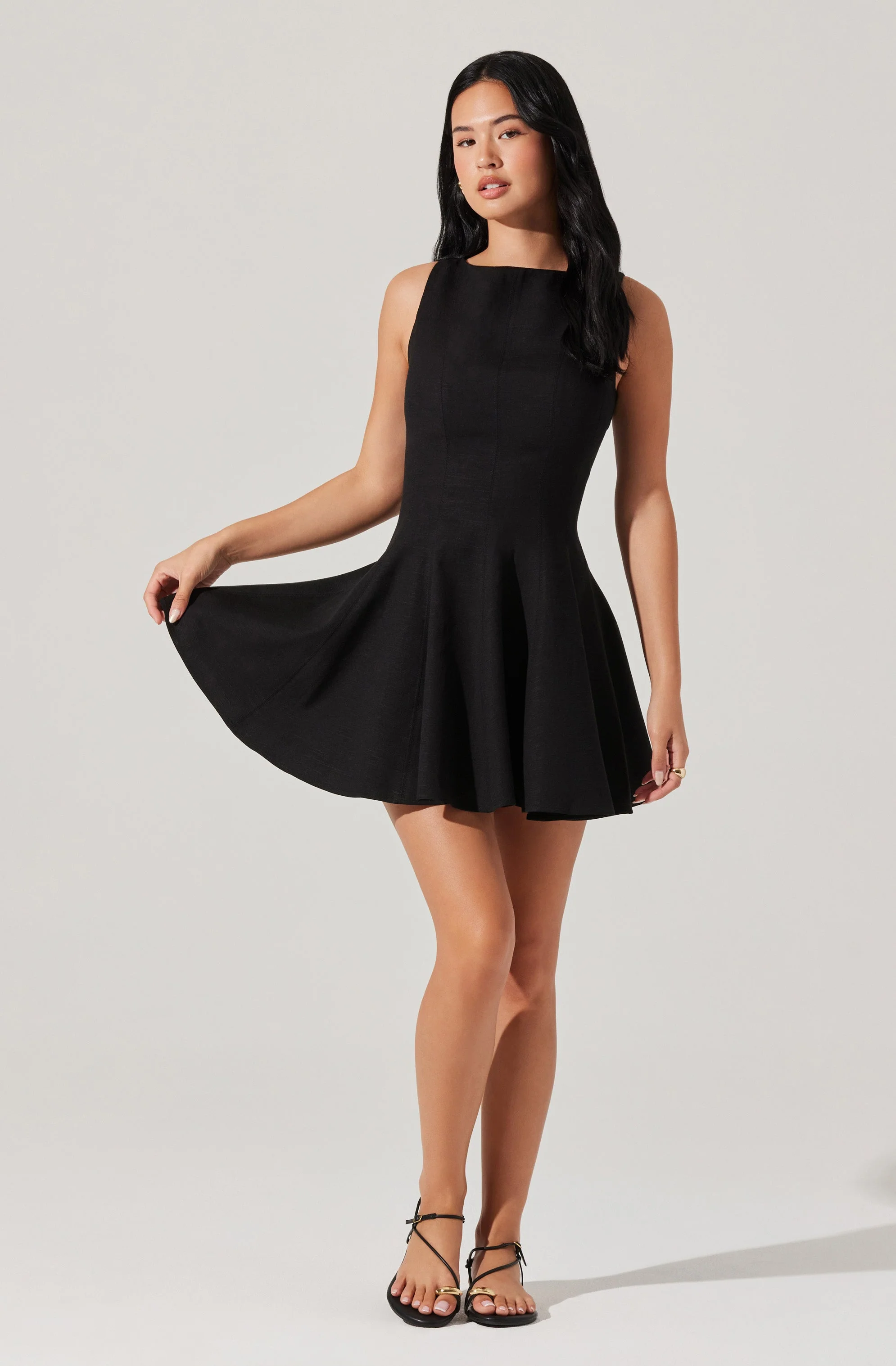 Xaria Linen-Blend Mini Dress