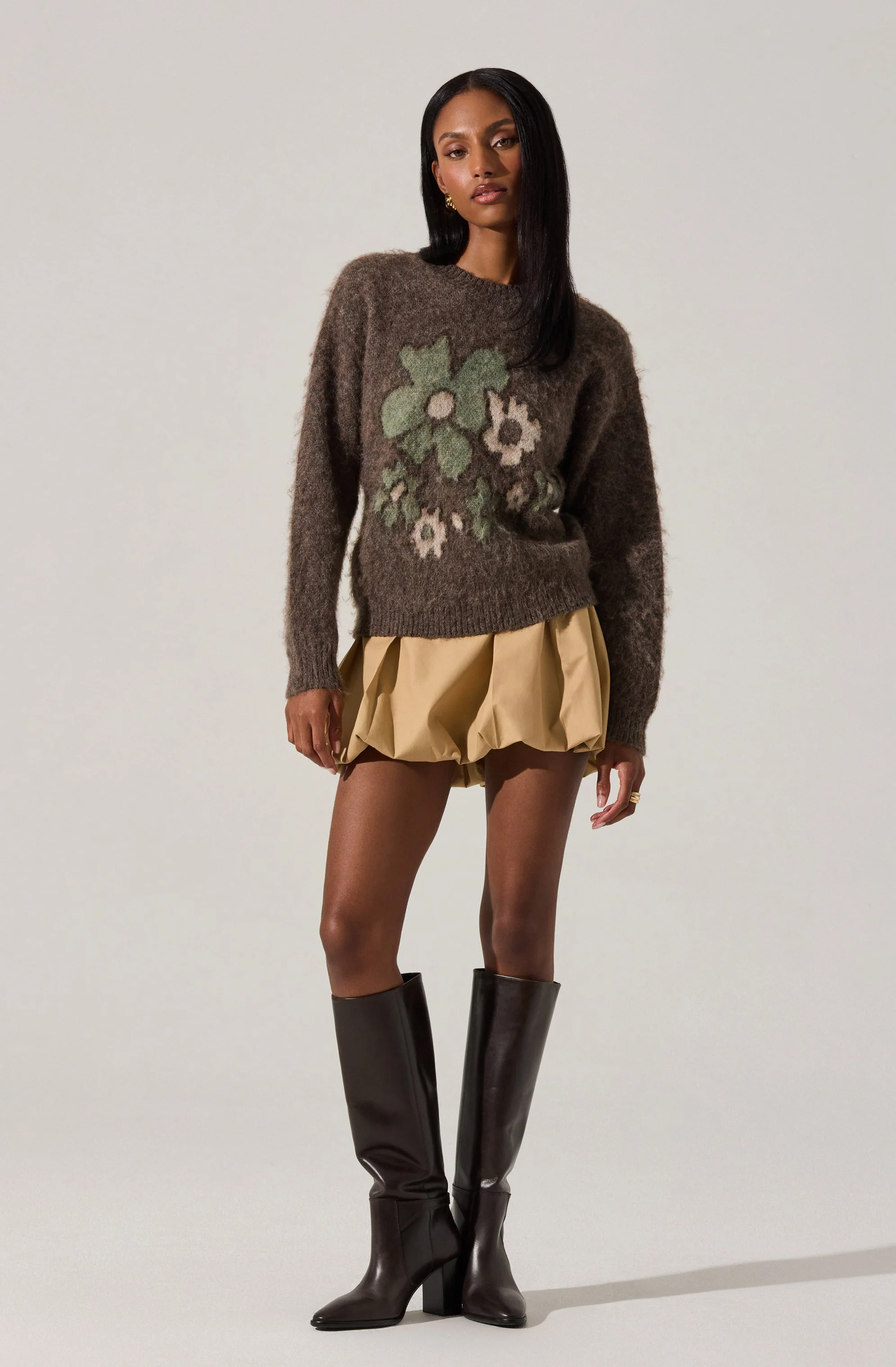 Conetta Brushed Knit Floral Sweater