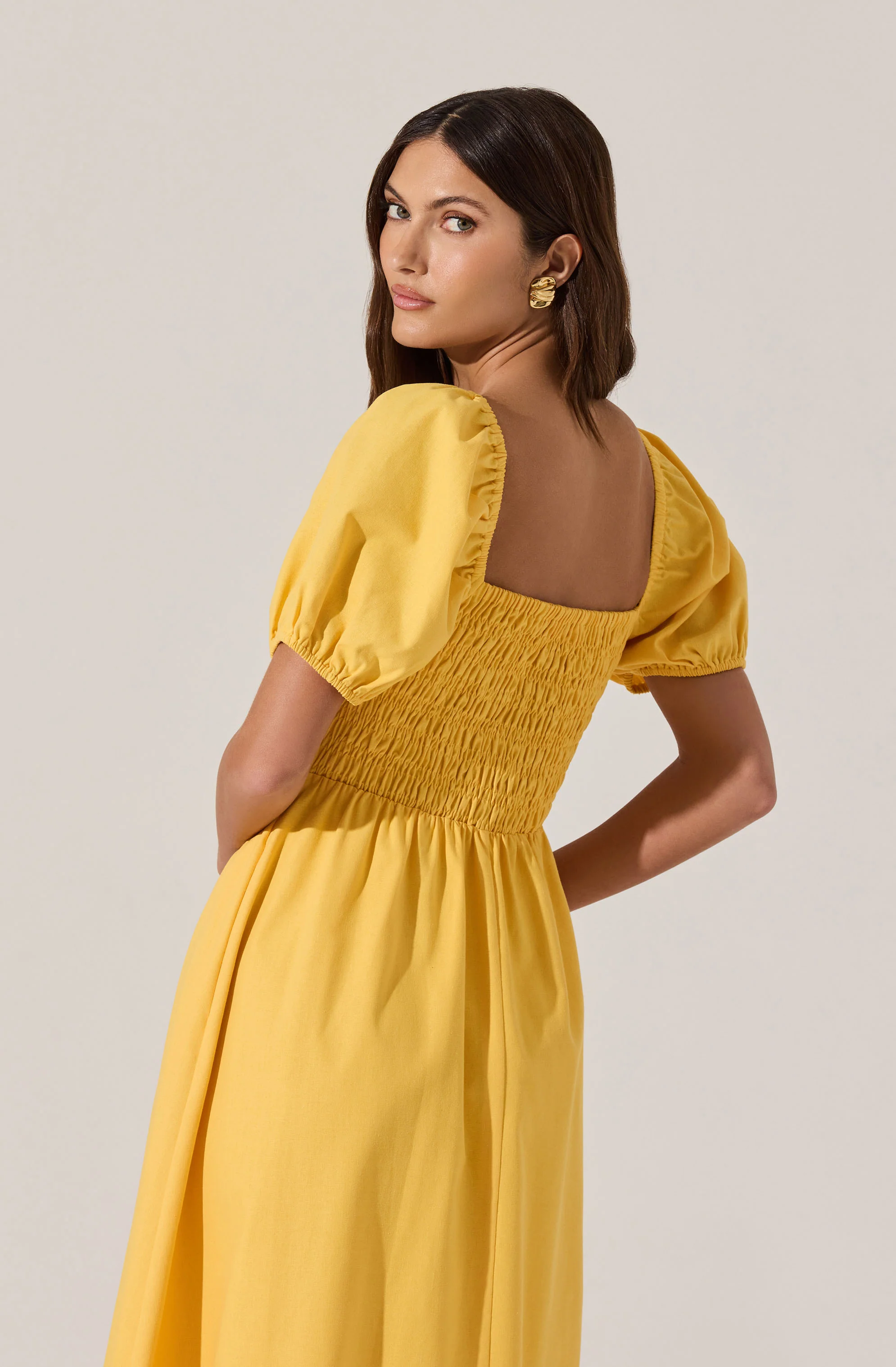 Smocked Bow Midi Dress