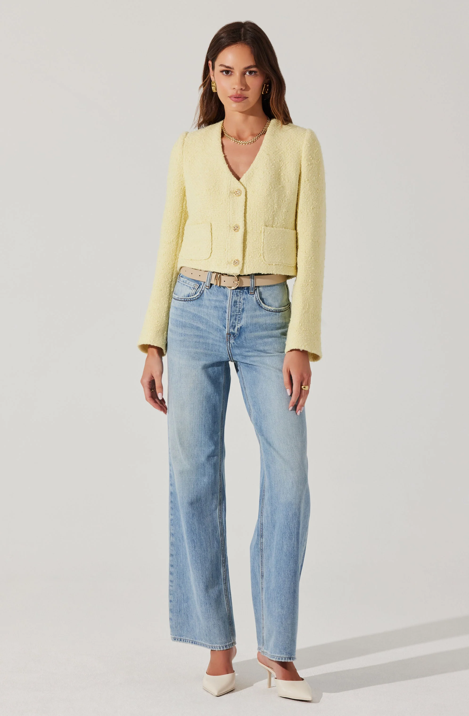 Marleigh V-Neck Tweed Jacket