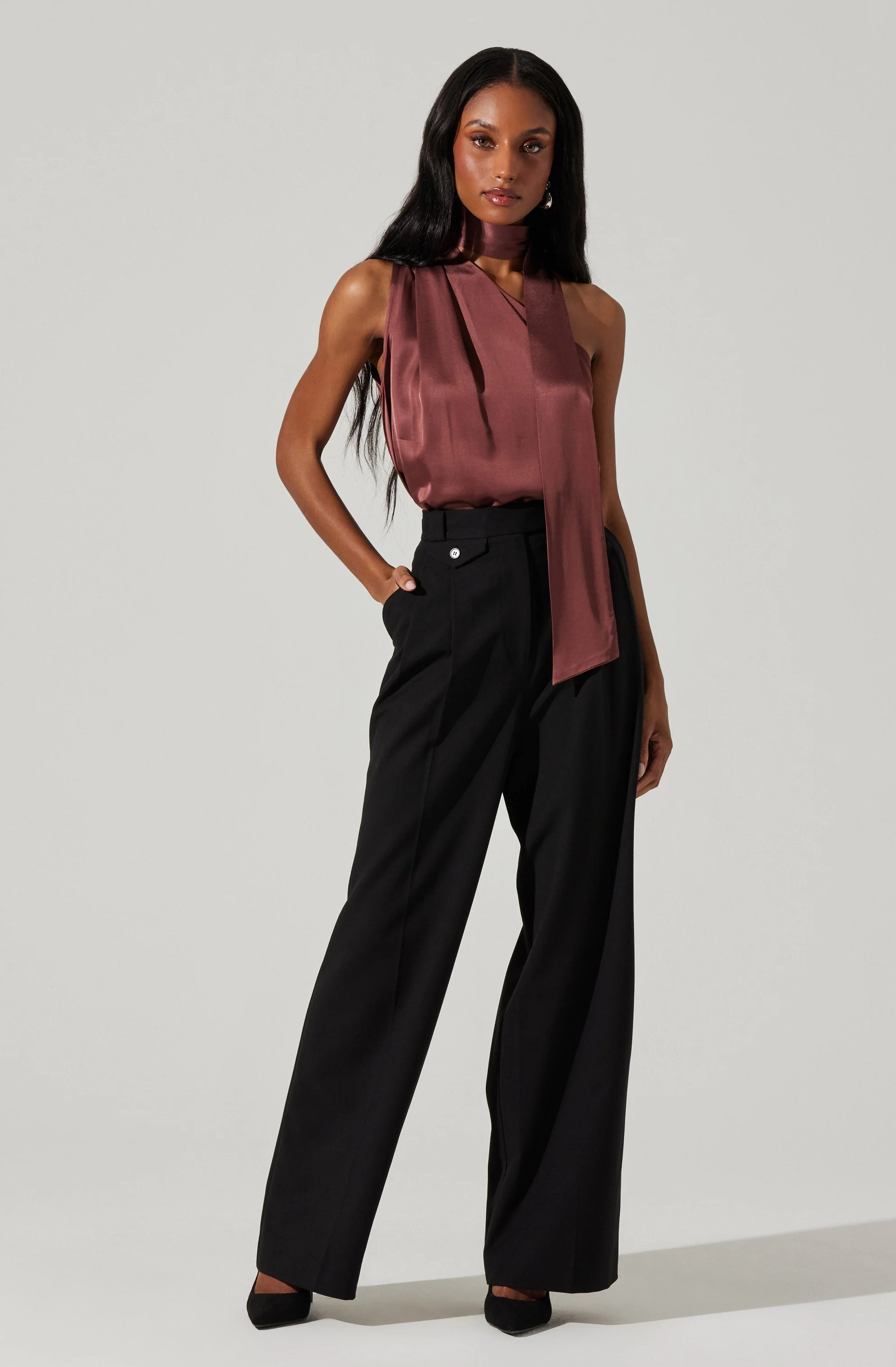 Partia Scarf Detail Asymmetric Top