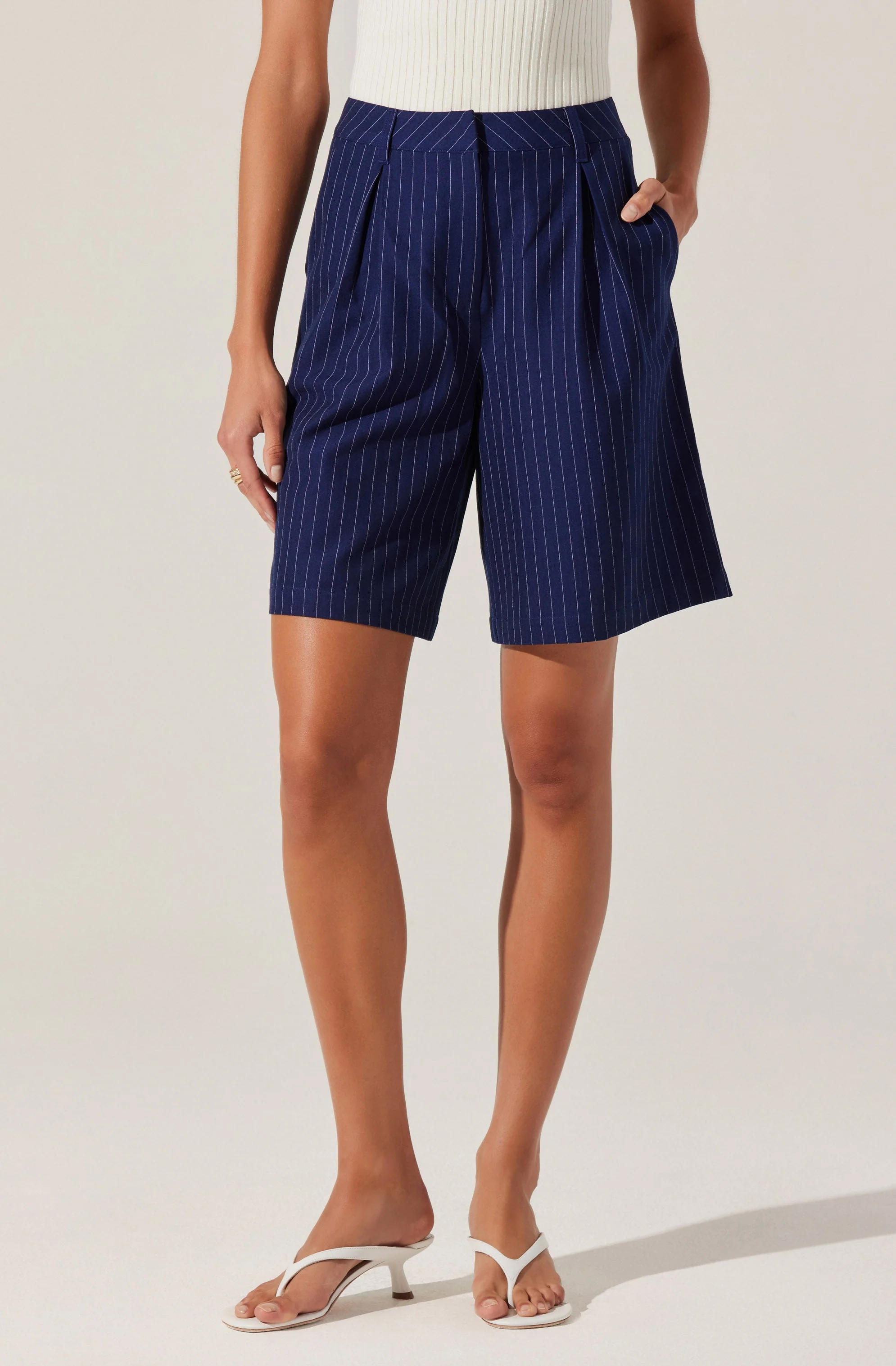 Tailored Pinstripe Bermuda Shorts