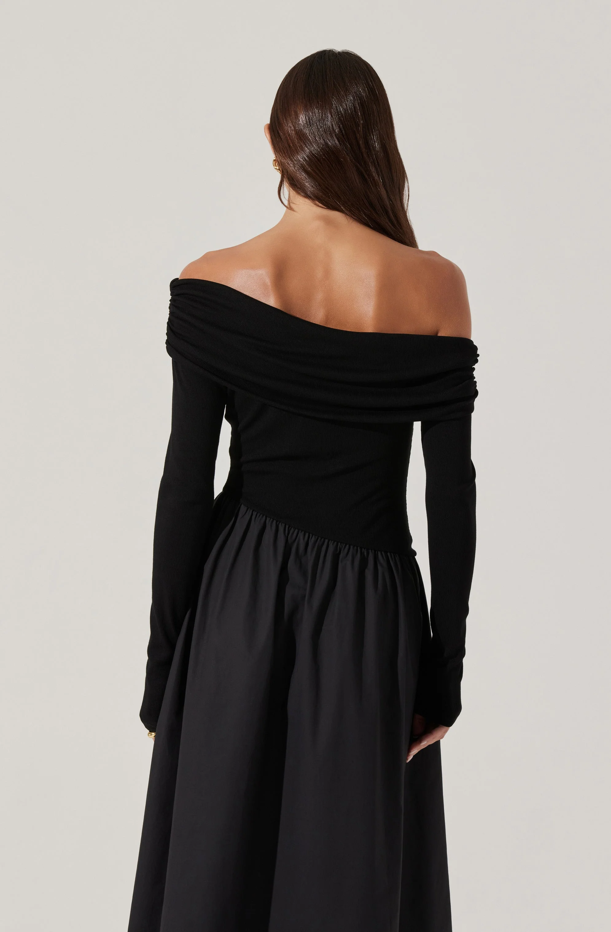 Mixed Media Off Shoulder Dress
