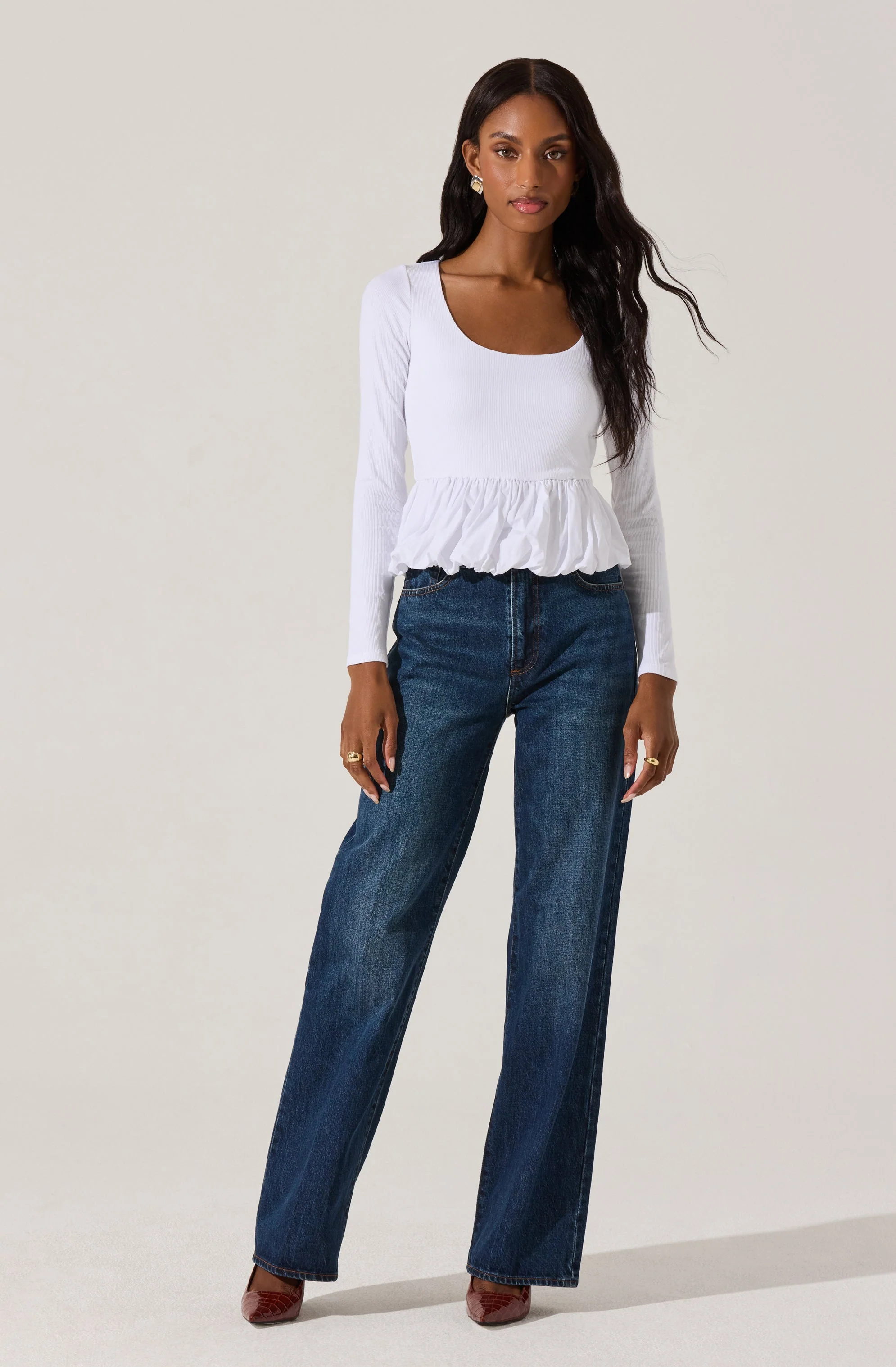 Bubble Hem Peplum Top