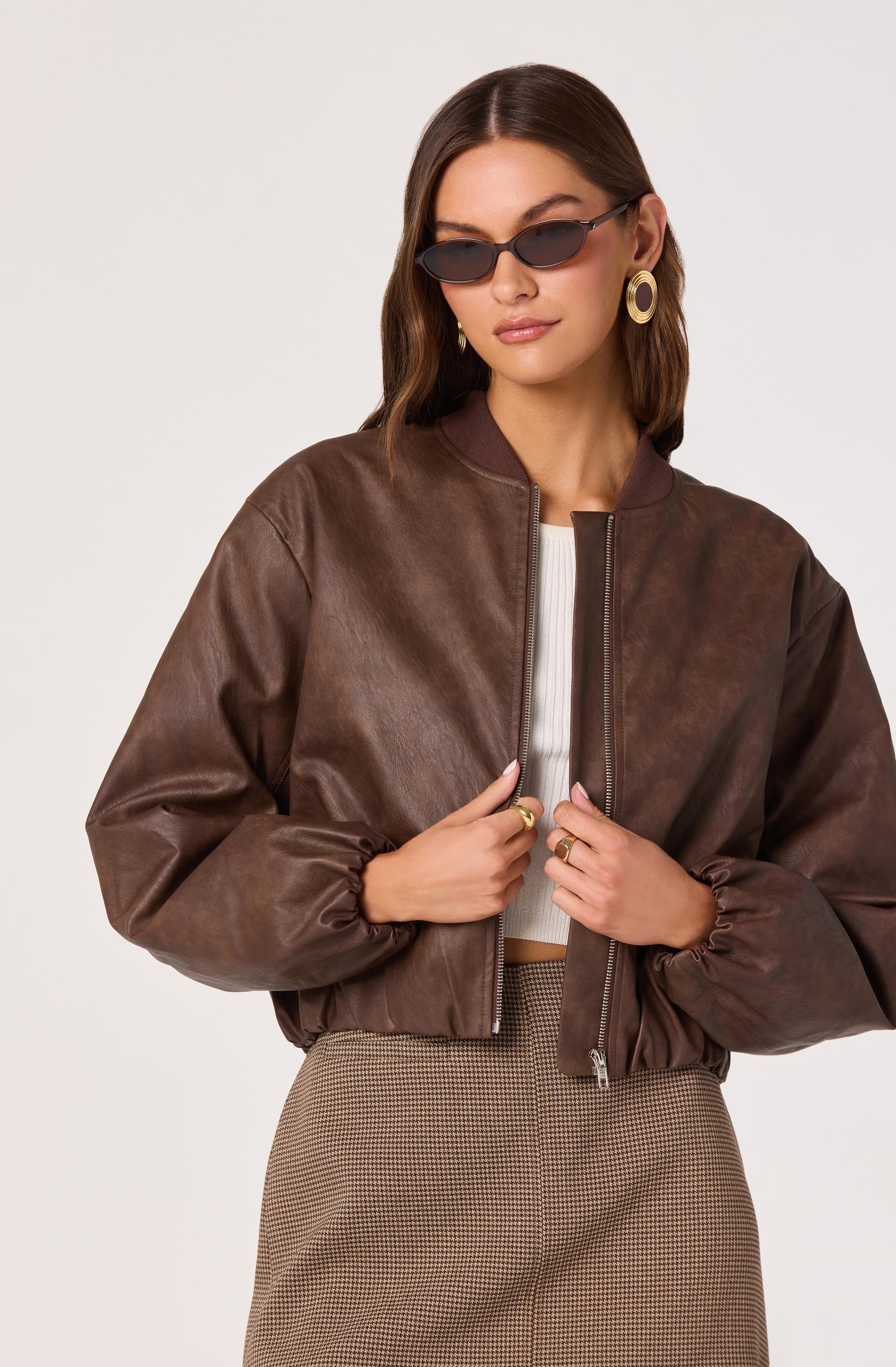 Faux Leather Bomber Jacket