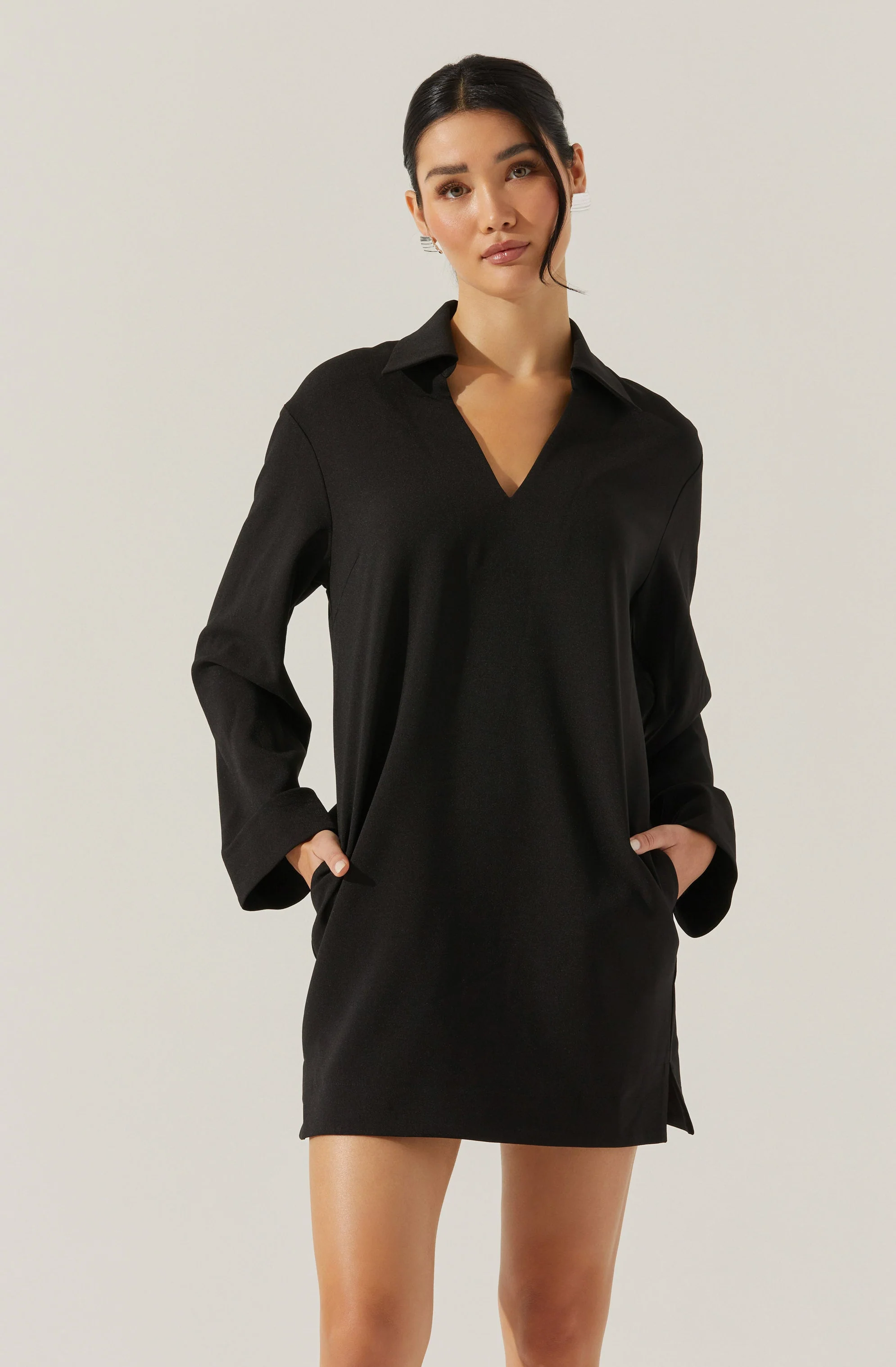 V-Neck Woven Mini Dress