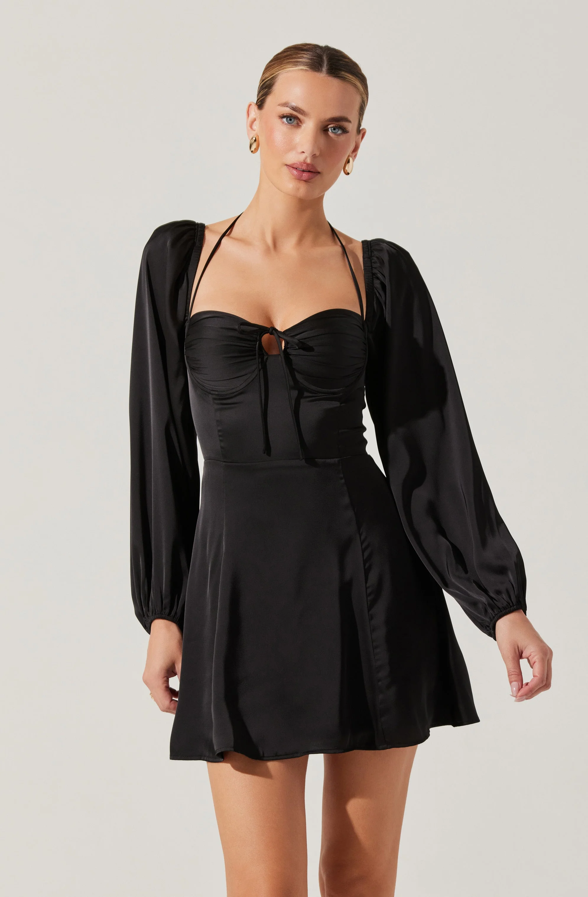 Vivian Satin Halter Mini Dress