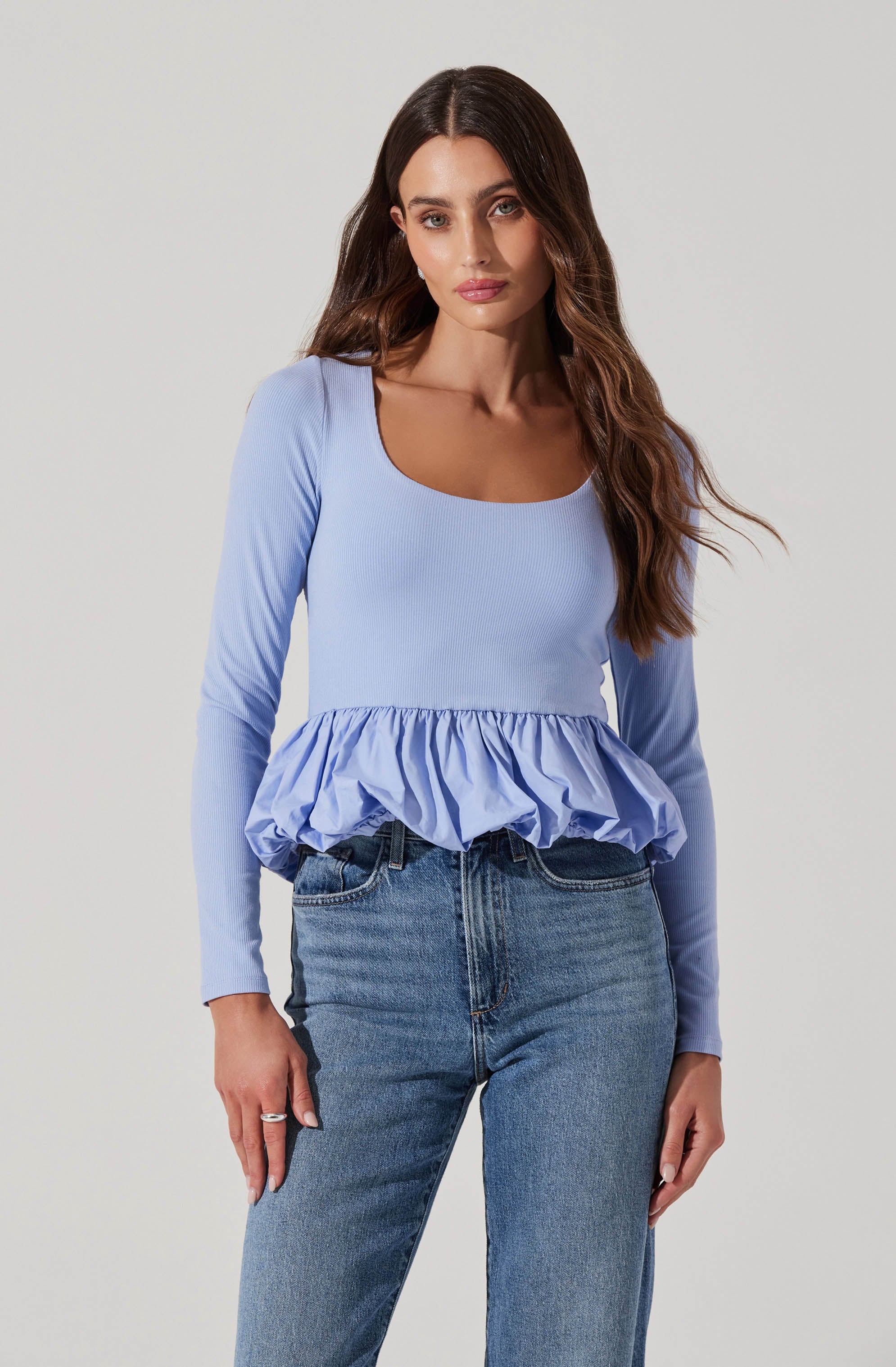 Bubble Hem Peplum Top