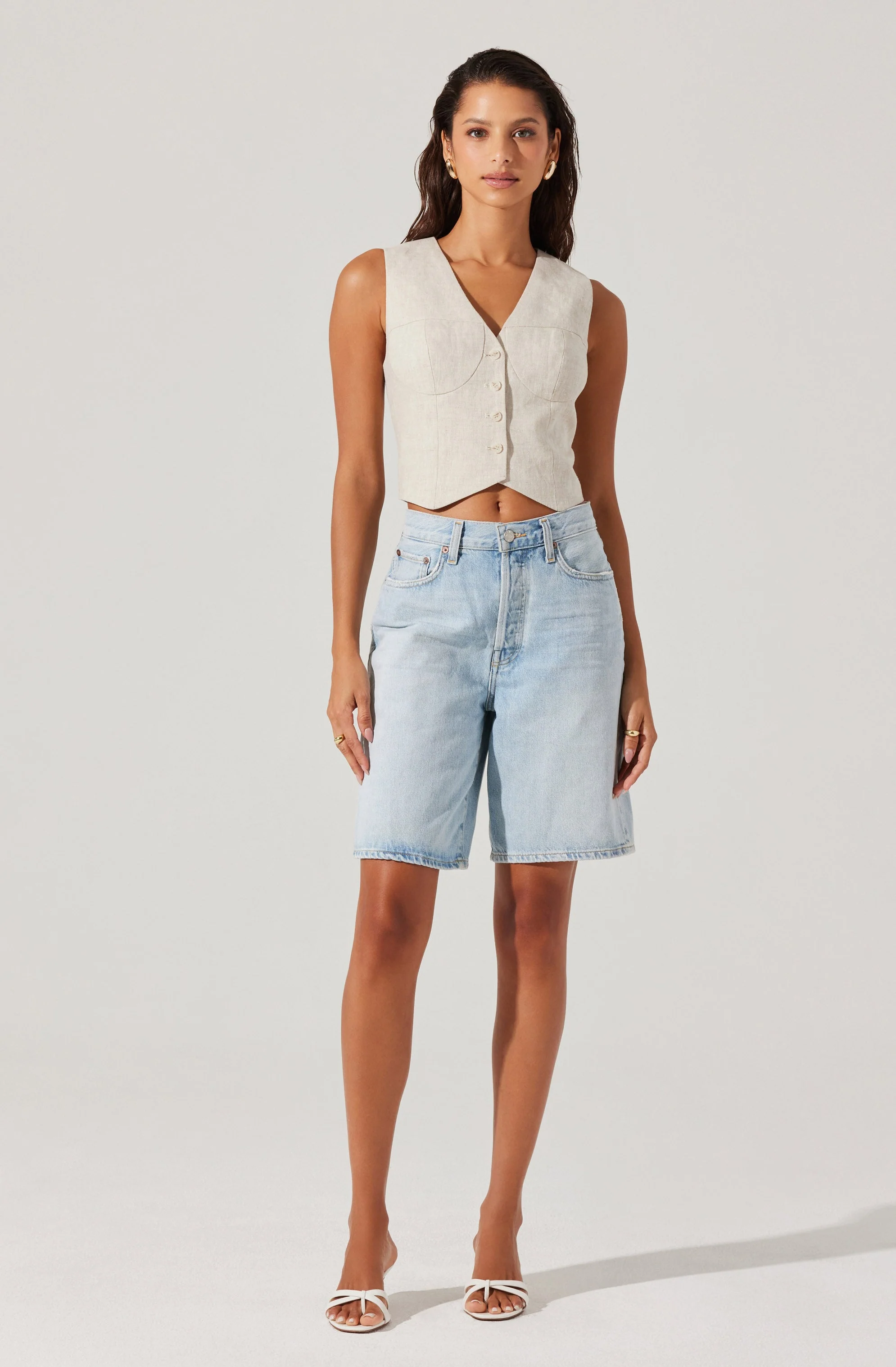 Ossa Linen Cropped Vest