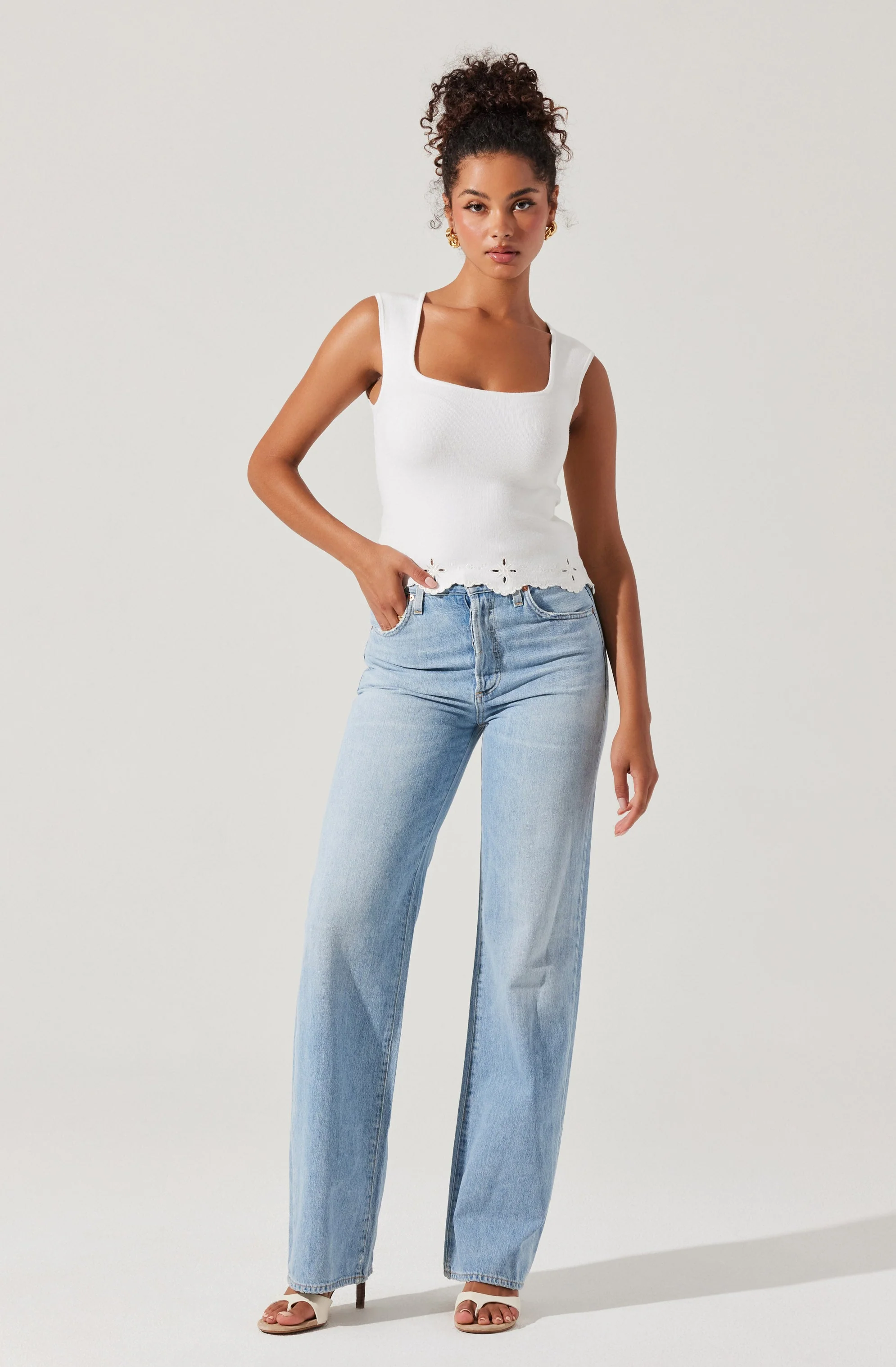 Ellamay Embroidered Trim Sweater Top