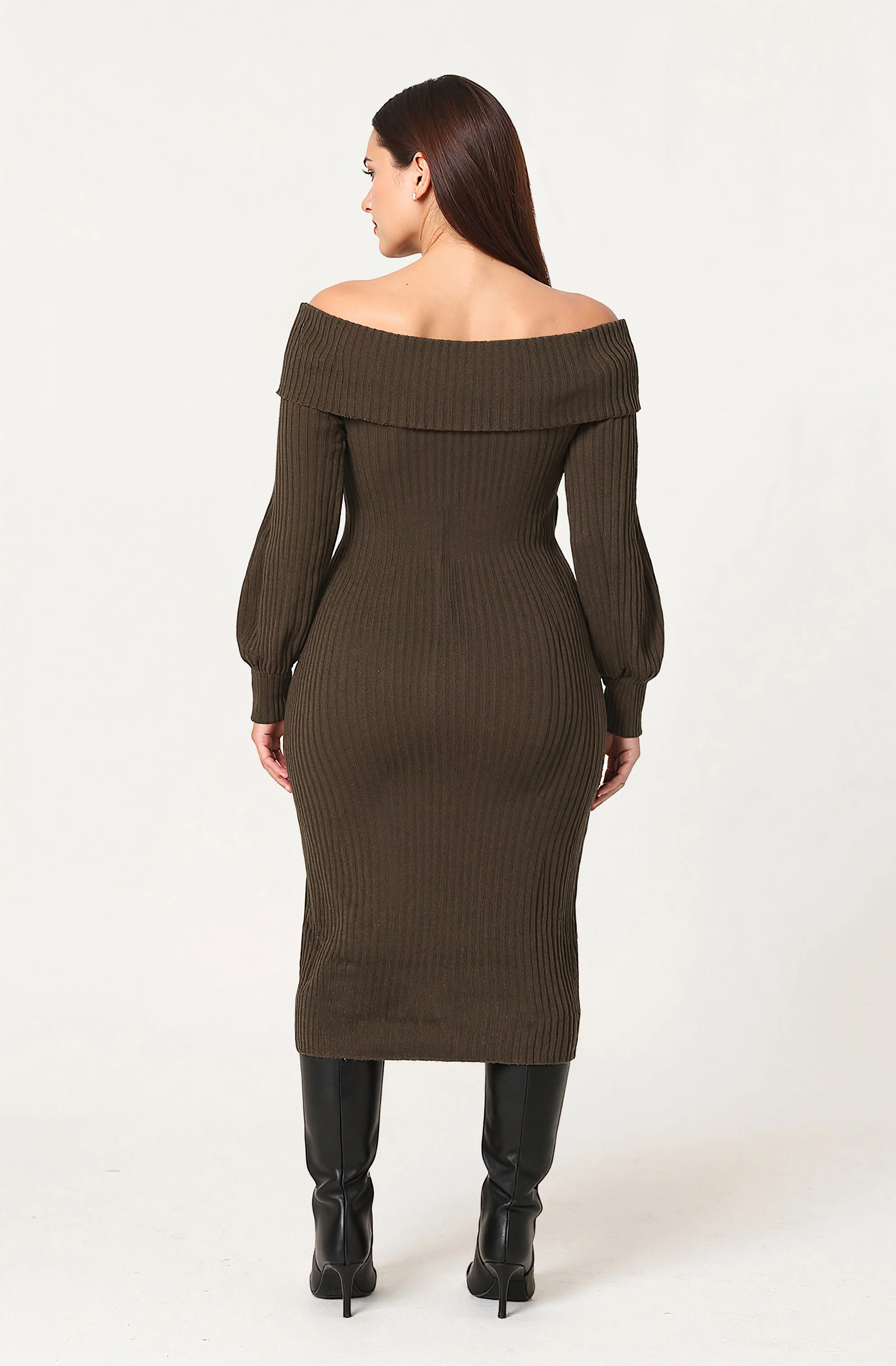 Tilde Off Shoulder Midi Sweater Dress