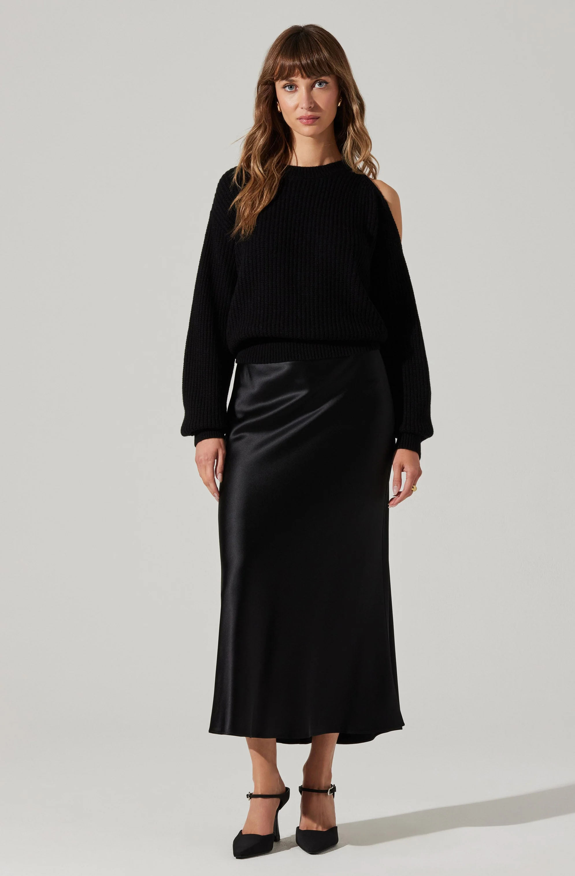 Millicent Ribbed Cold Shoulder Sweater