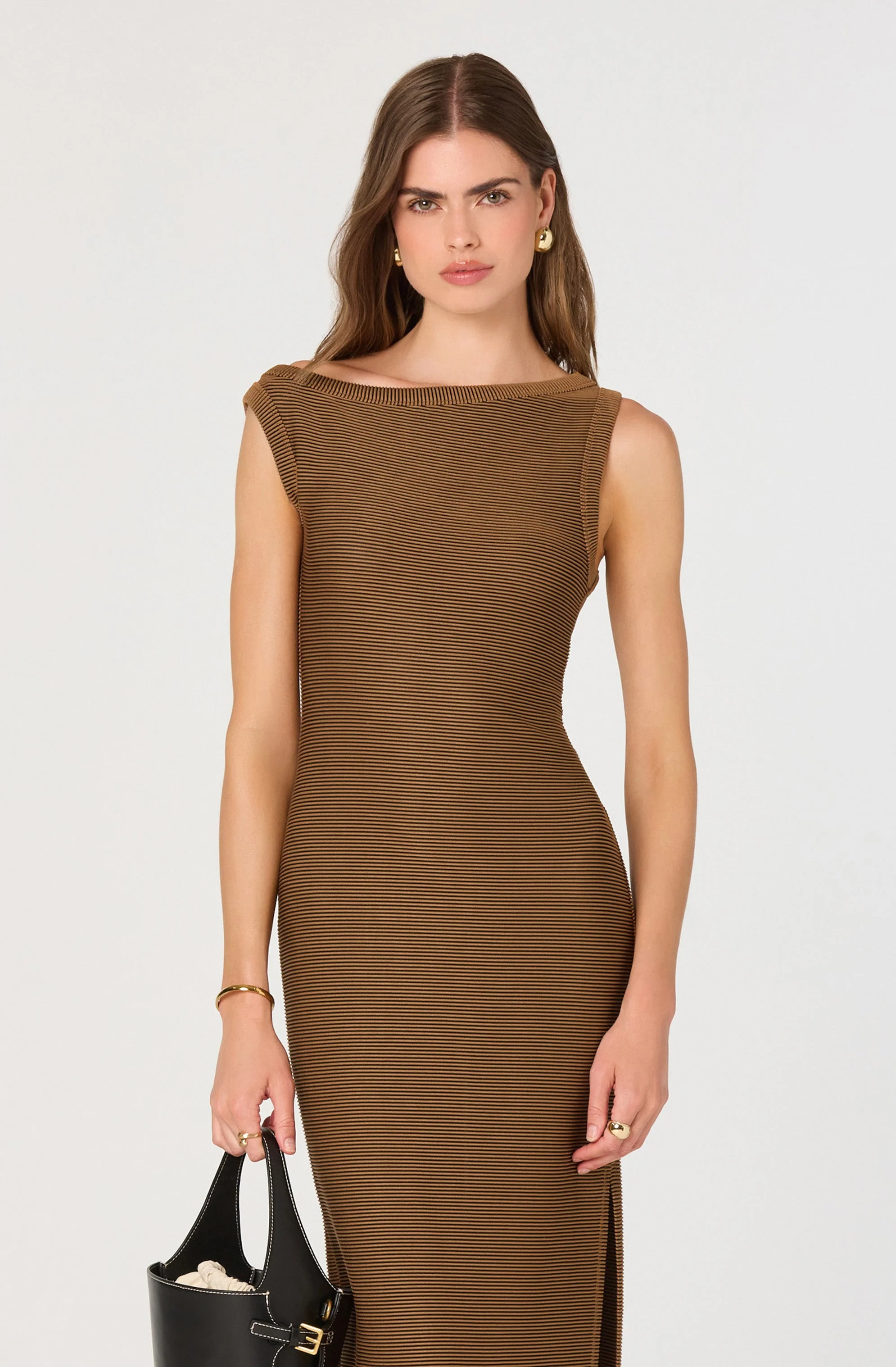 Off Shoulder Ribbed Knit Dress