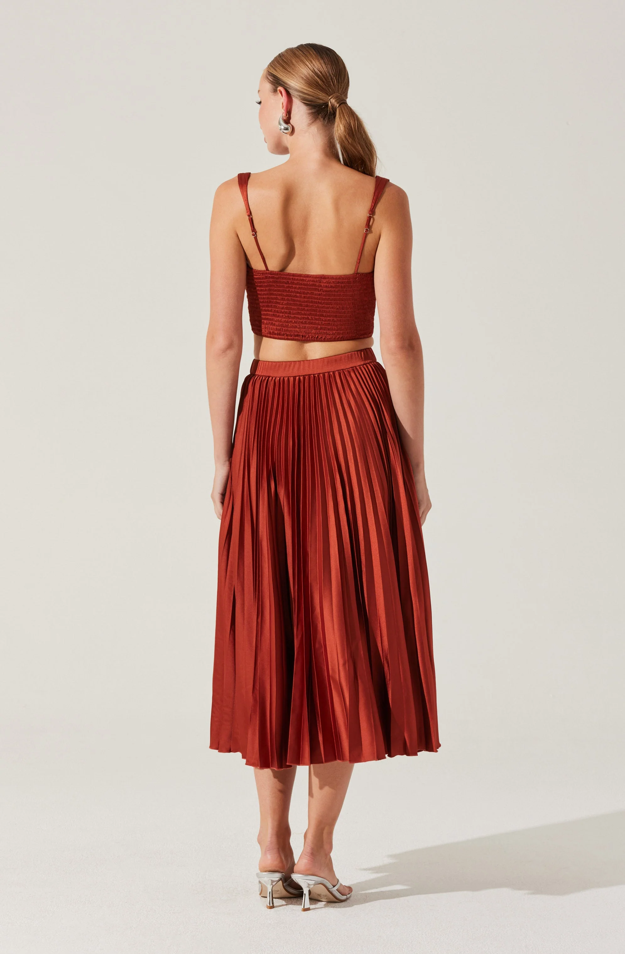Satin Pleated Crop Top