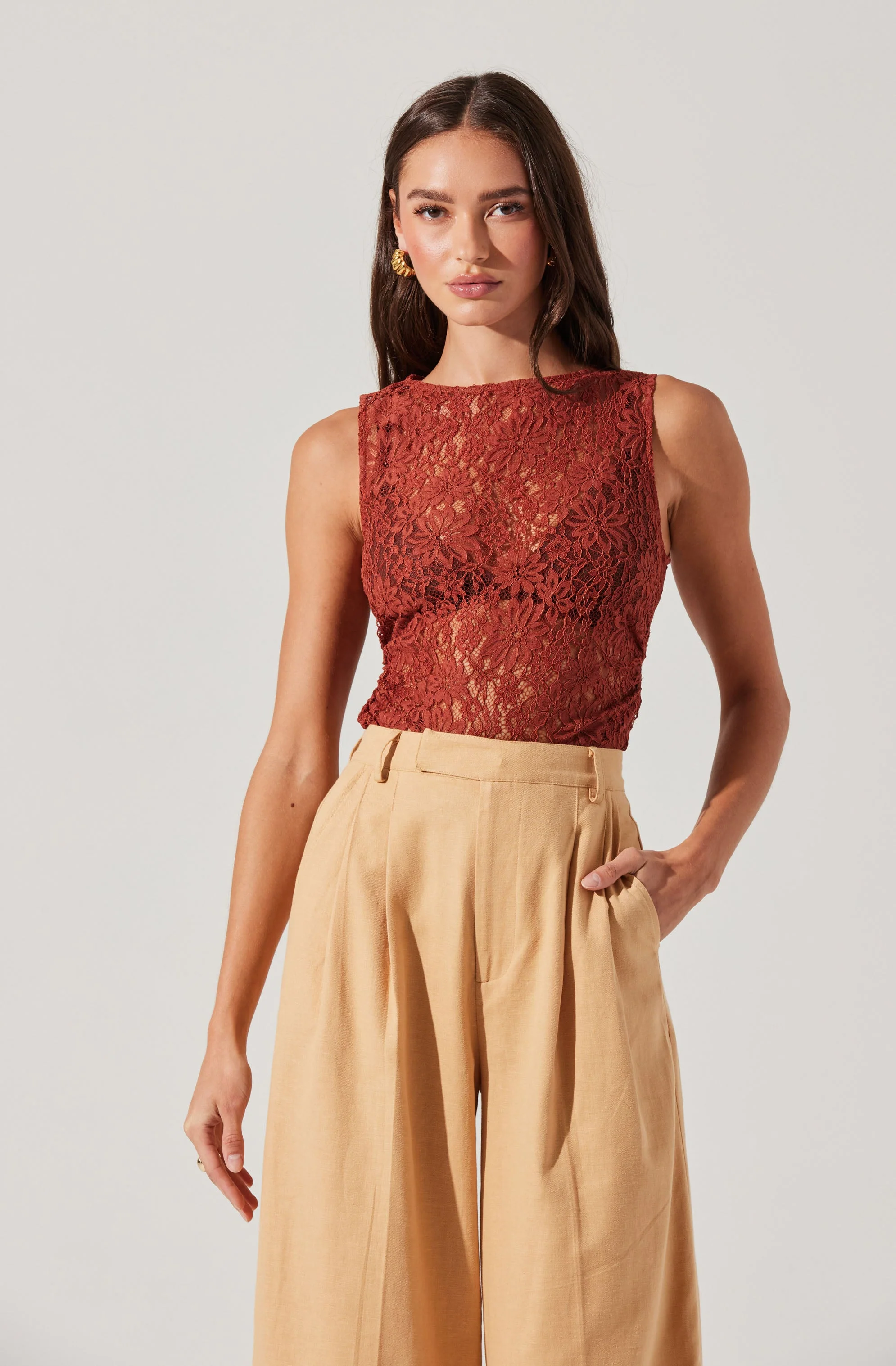 Kairi Lace High Neck Top