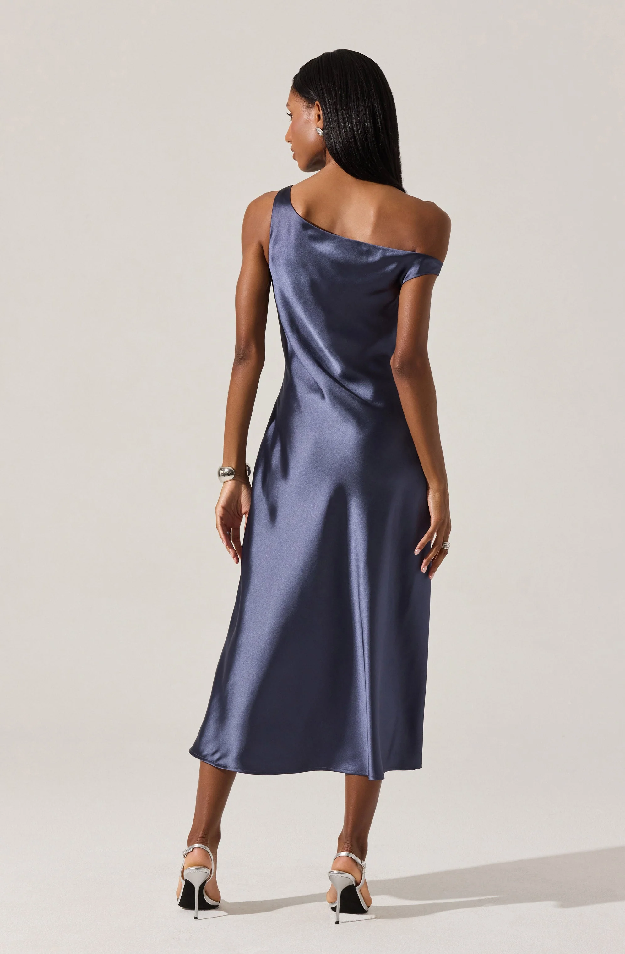 Elain Satin Off Shoulder Midi Dress