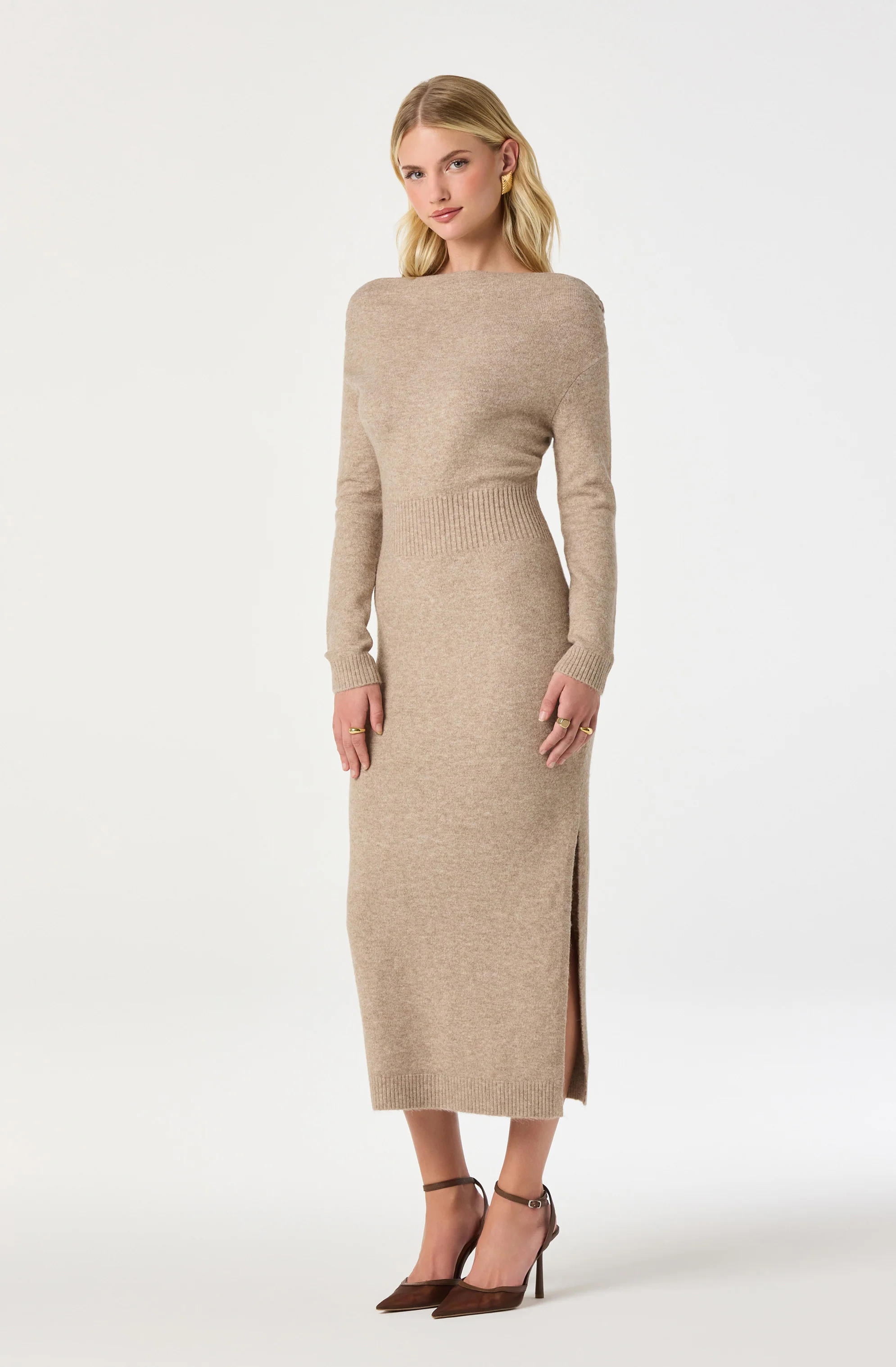 One Shoulder Midi Sweater Dress