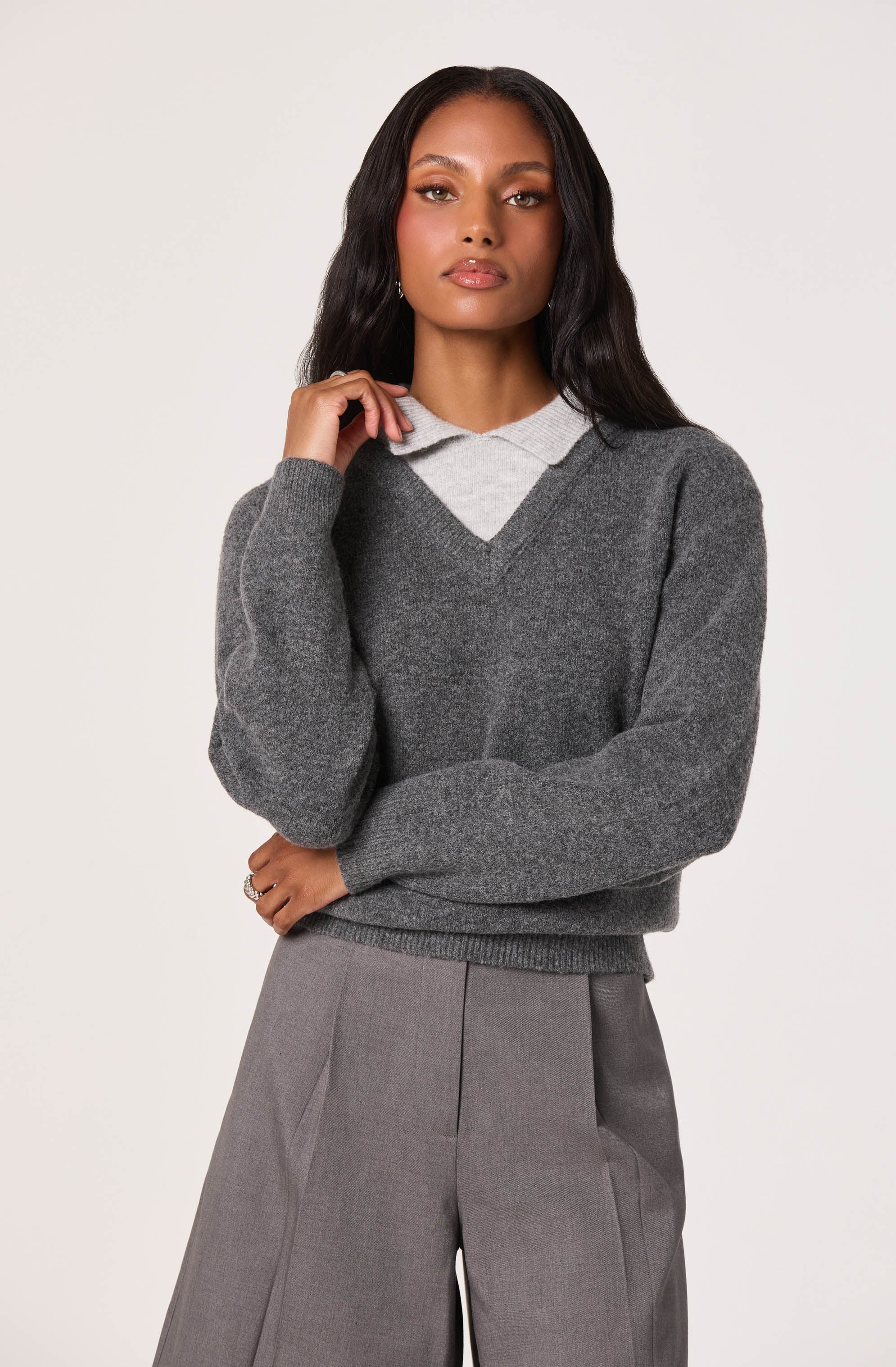Contrast Faux Layered Sweater