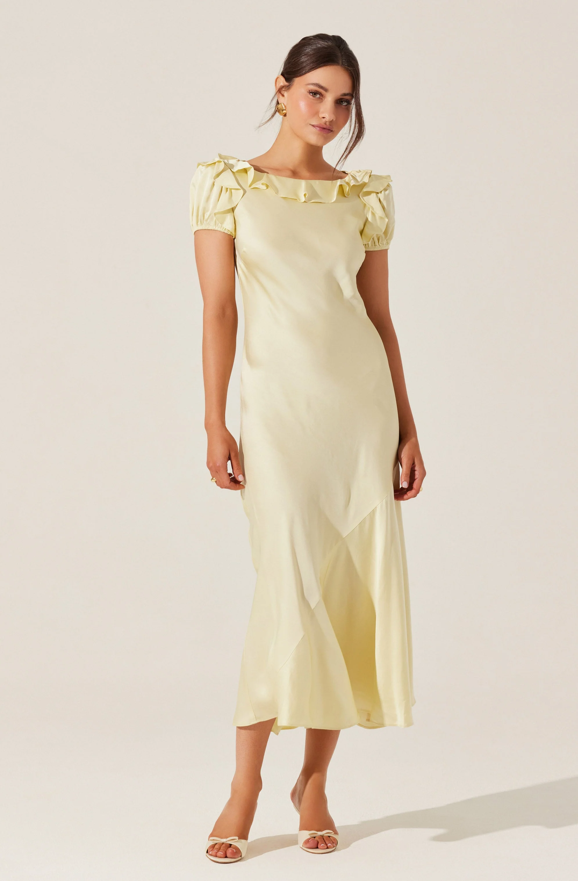 Auden Satin Ruffle Midi dress