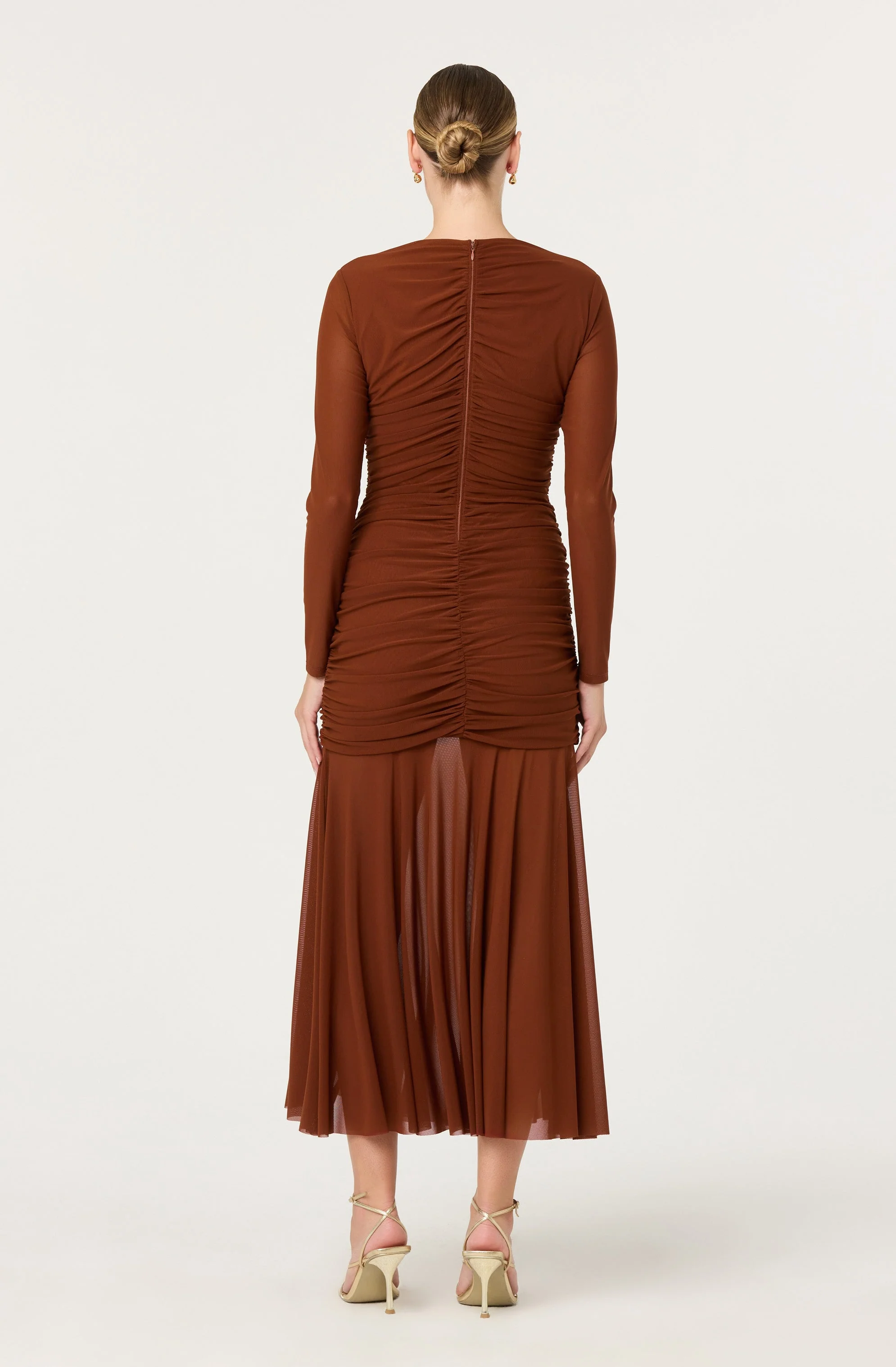Yasmine Ruched Long Sleeve Dress
