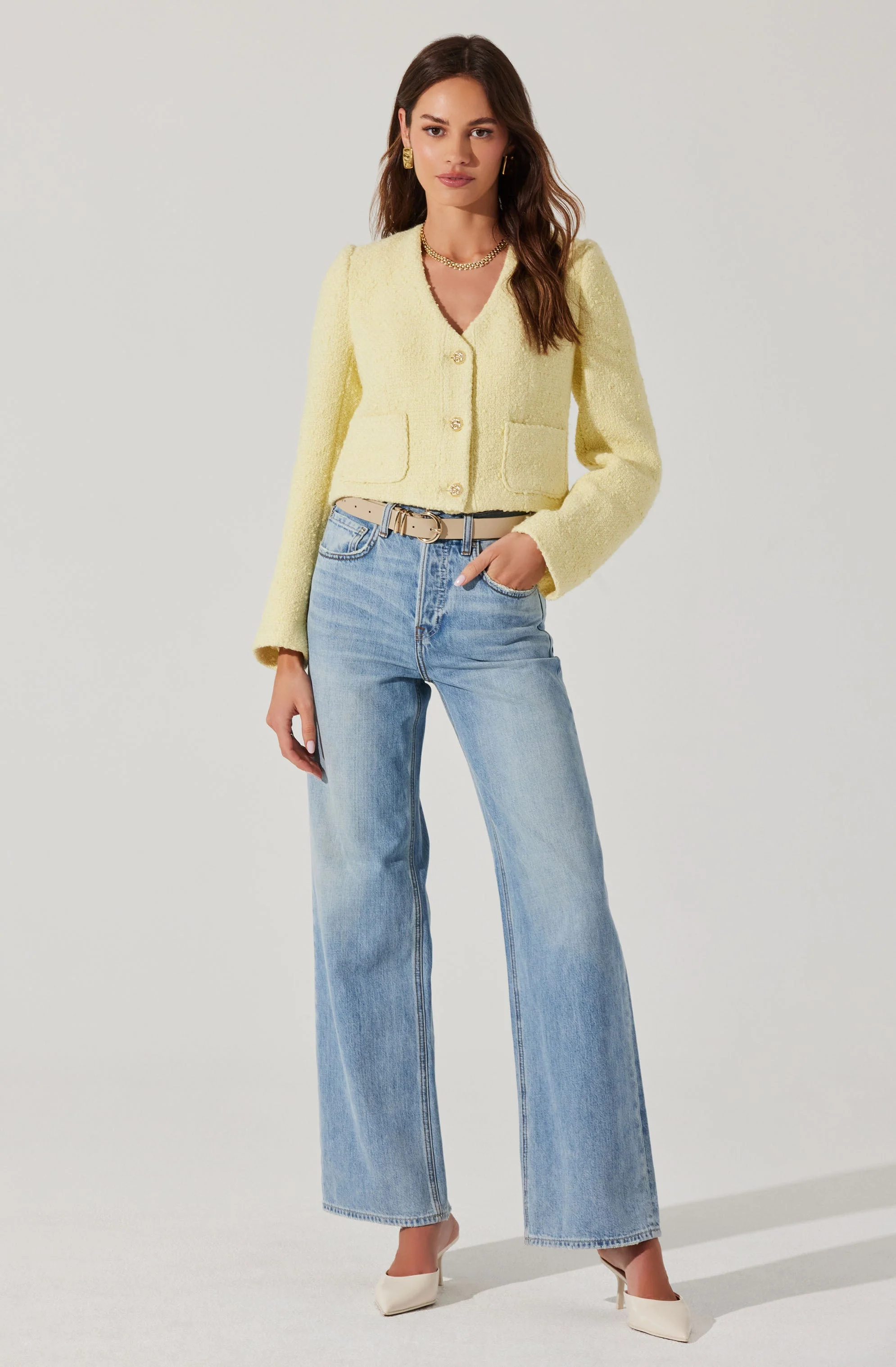 Marleigh V-Neck Tweed Jacket