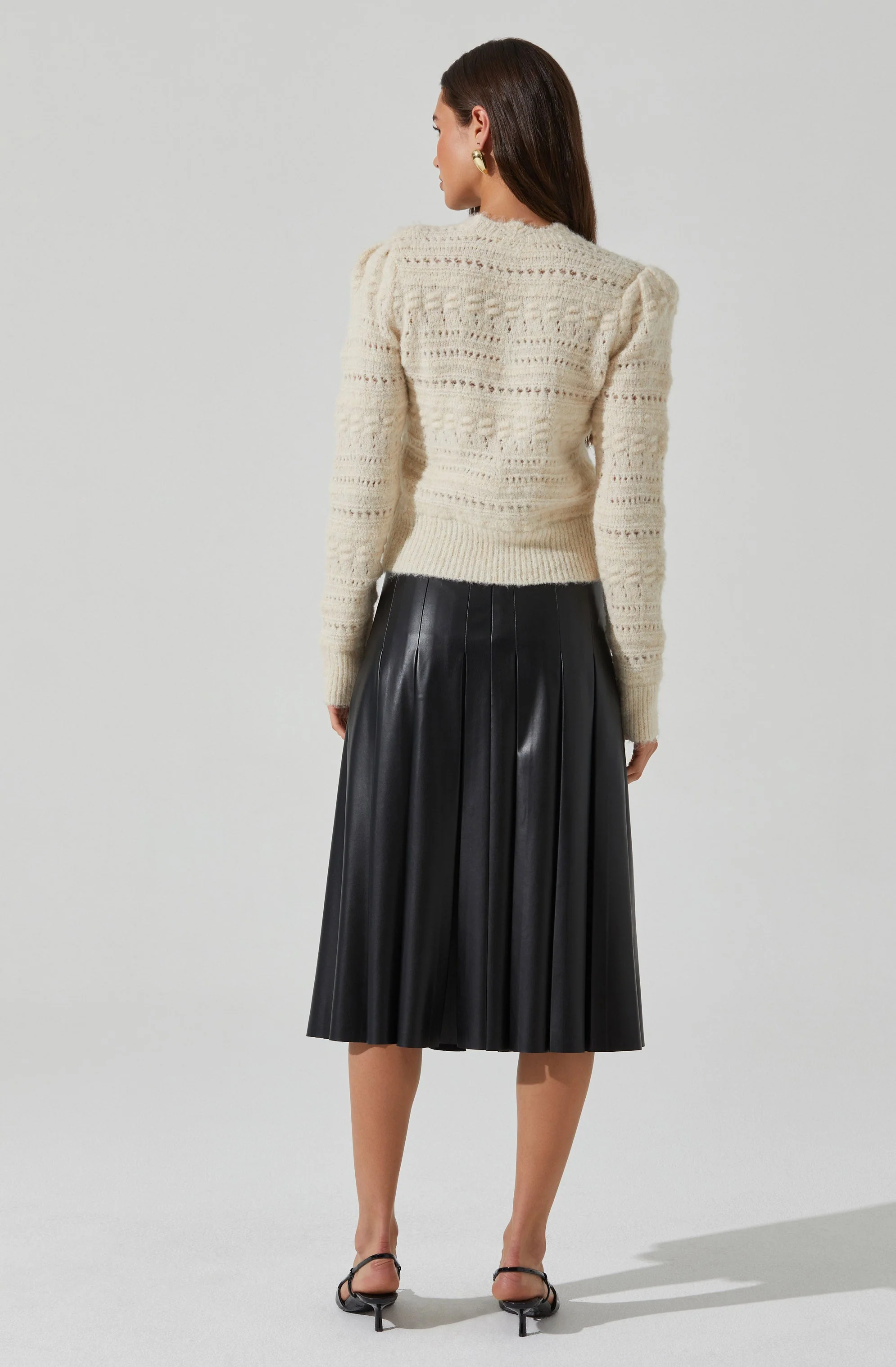 Vena Pleated Faux Leather Skirt